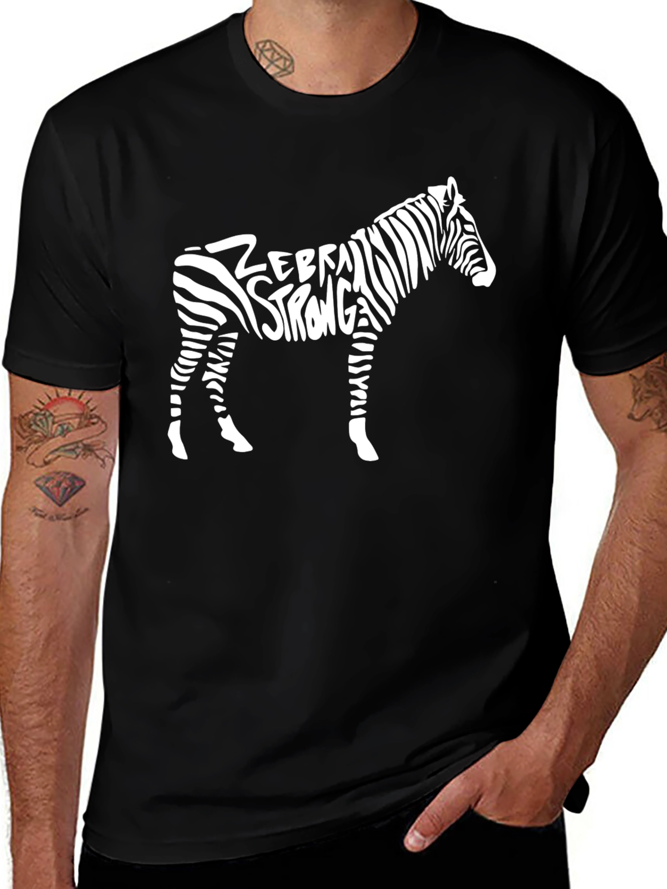 Zebra Strong Graphic Tee - Black Cotton T-Shirt