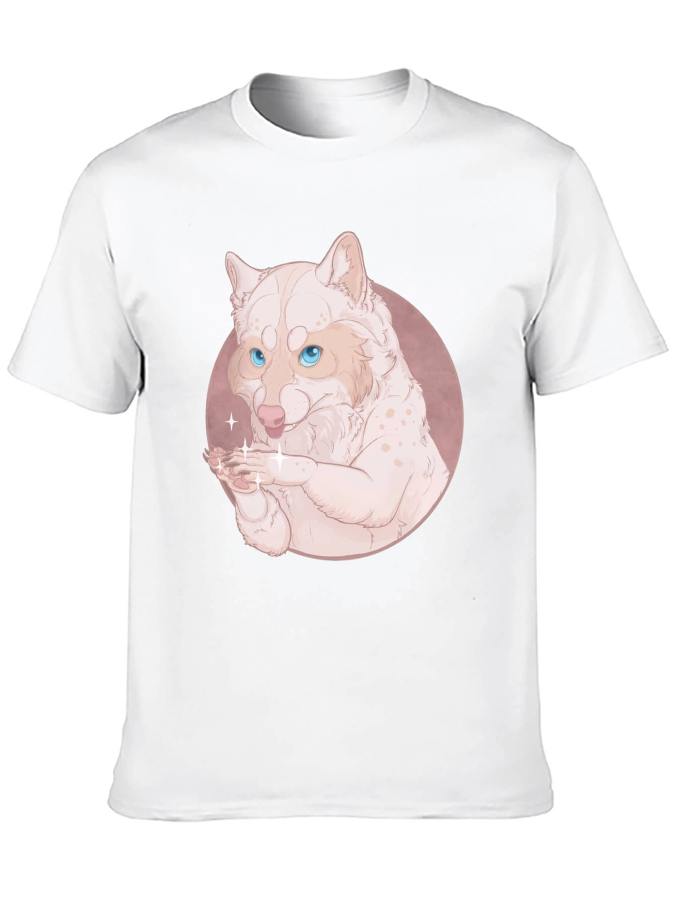 Cute Wolf Design Black T-Shirt