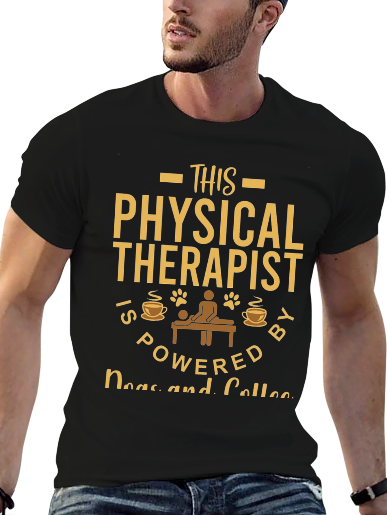 Physical Therapist Powered by Dogs and Coffee T-Shirt