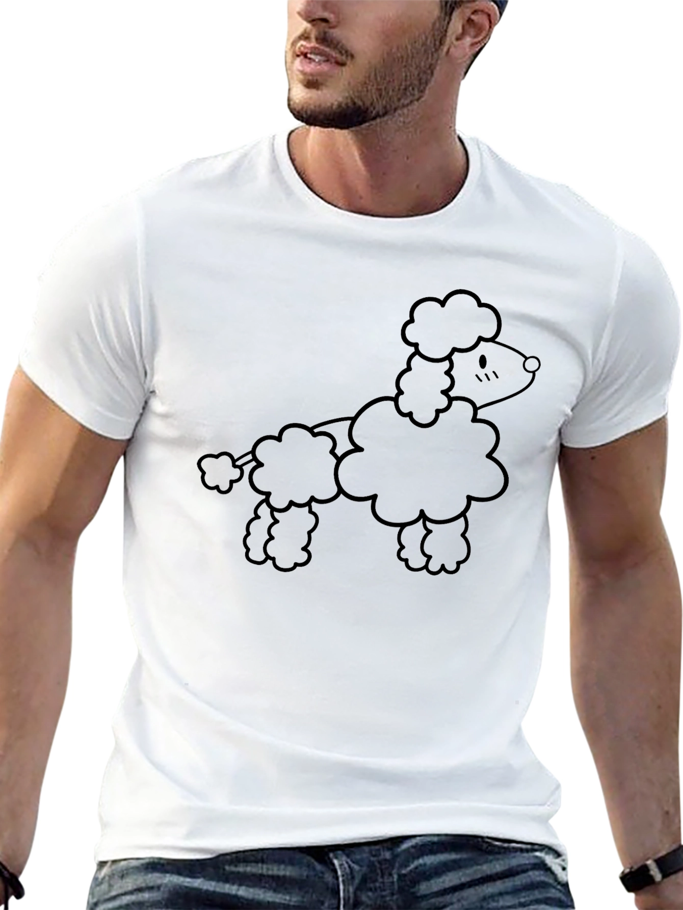 Poodle Outline Graphic Black T-Shirt