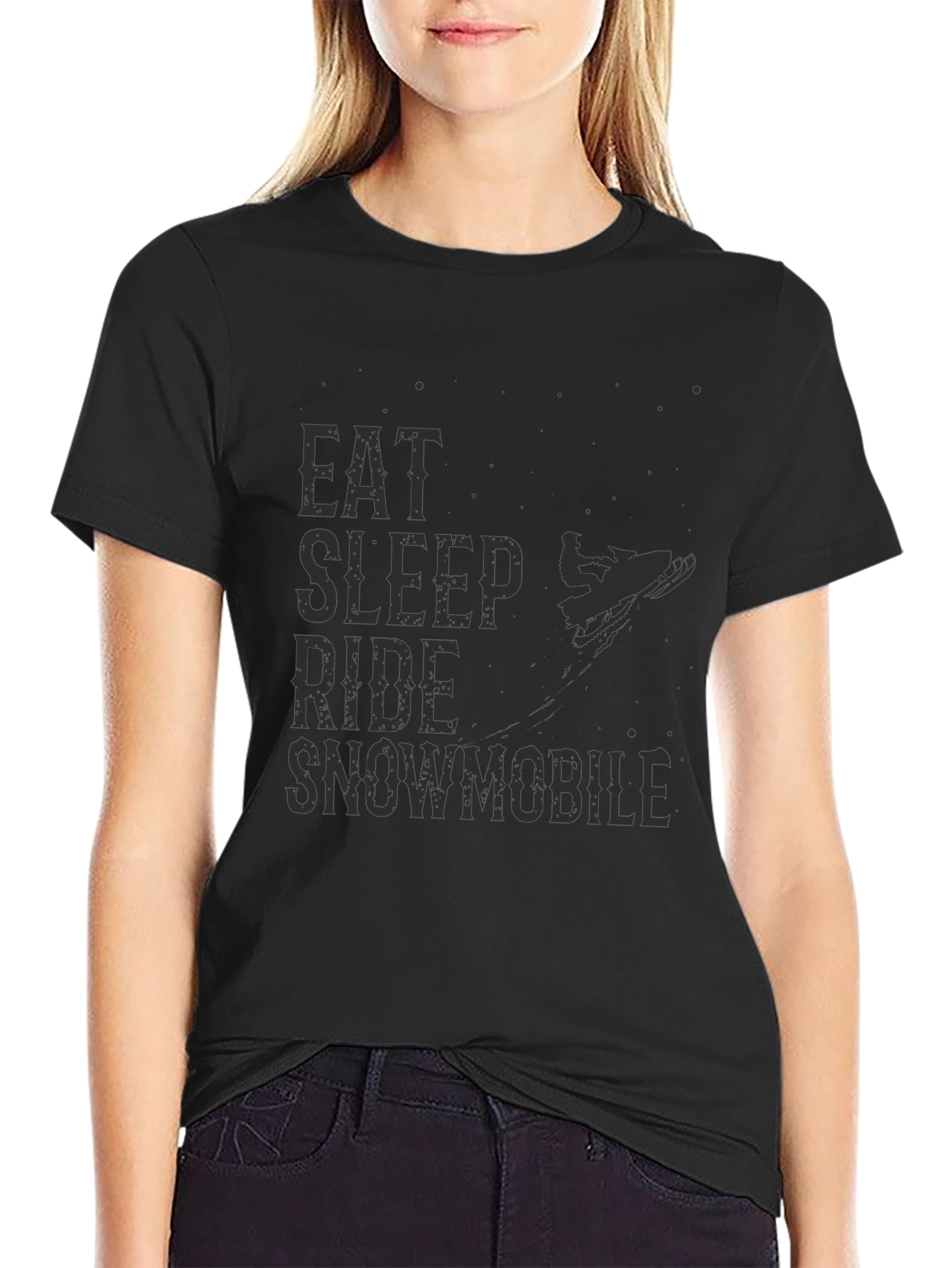 Eat Sleep Ride Snowmobile T-Shirt - Black Graphic Tee