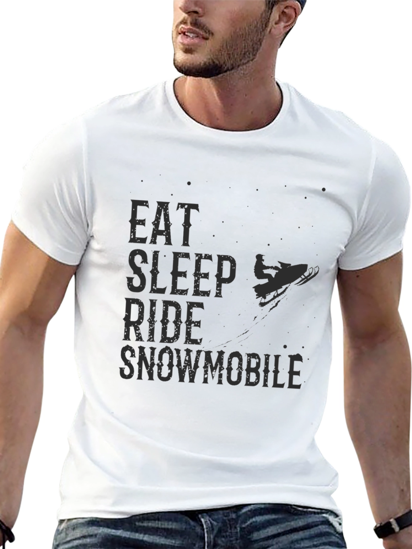 Eat Sleep Ride Snowmobile T-Shirt - Black Graphic Tee