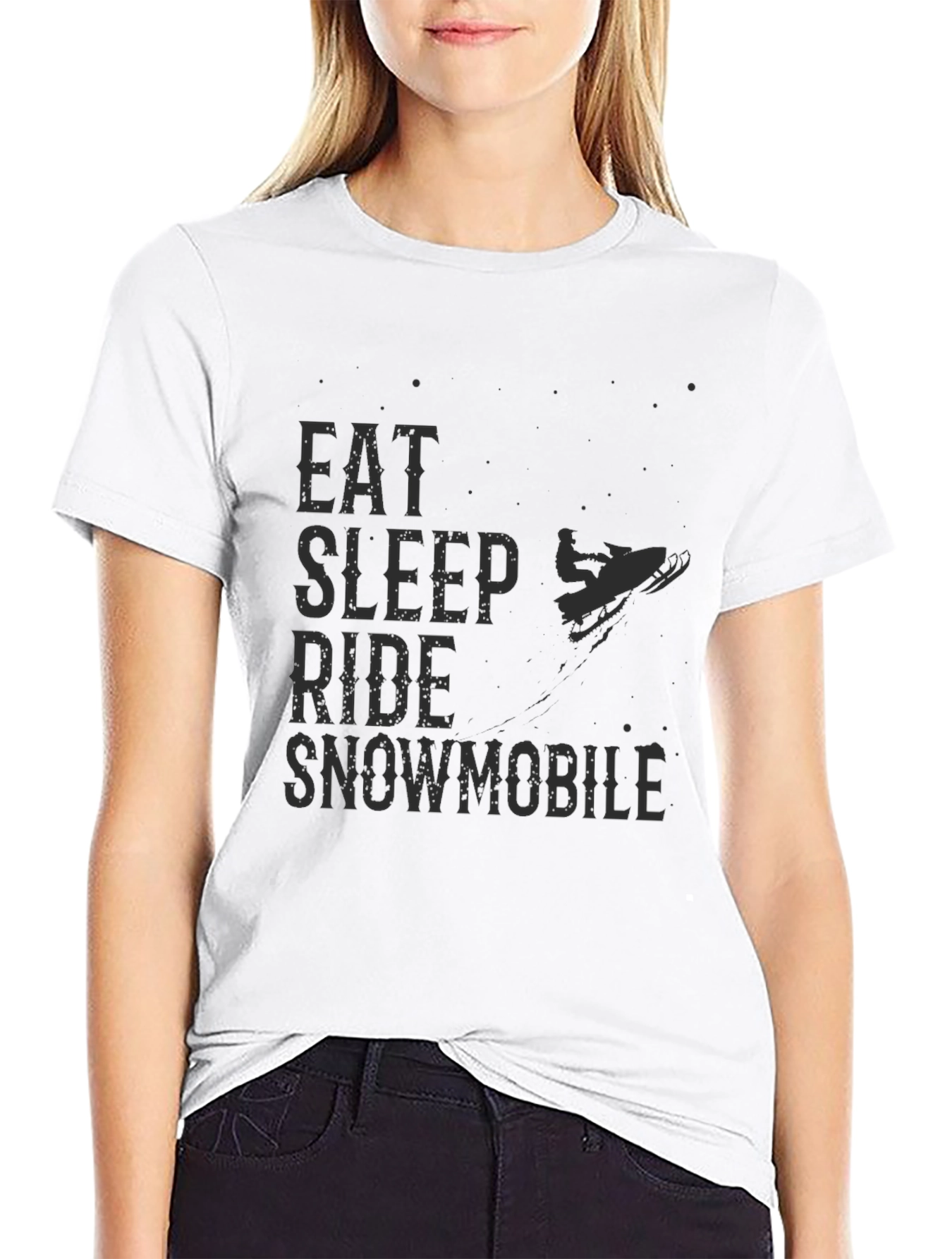 Eat Sleep Ride Snowmobile T-Shirt - Black Graphic Tee