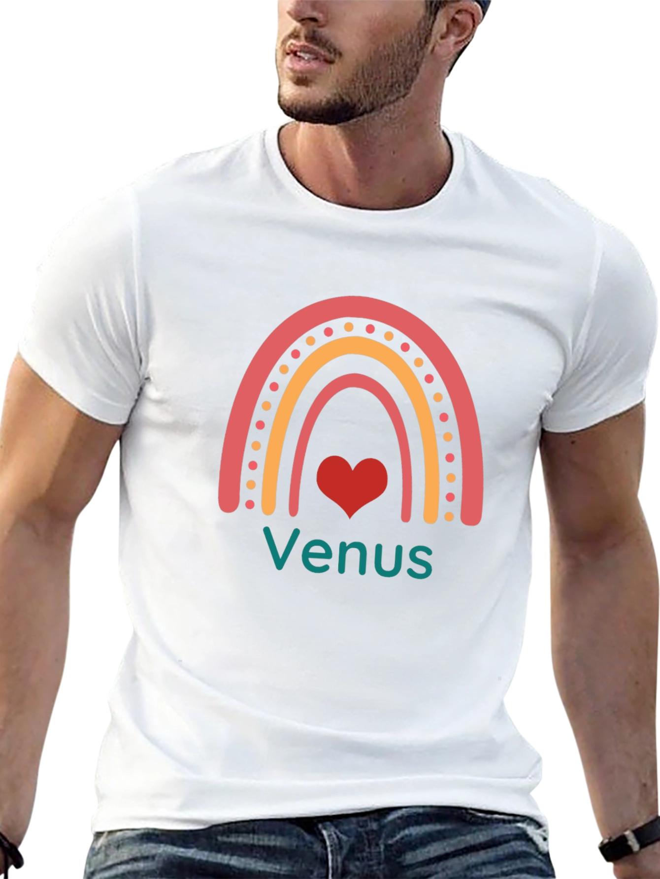 Venus Rainbow Heart Black T-Shirt