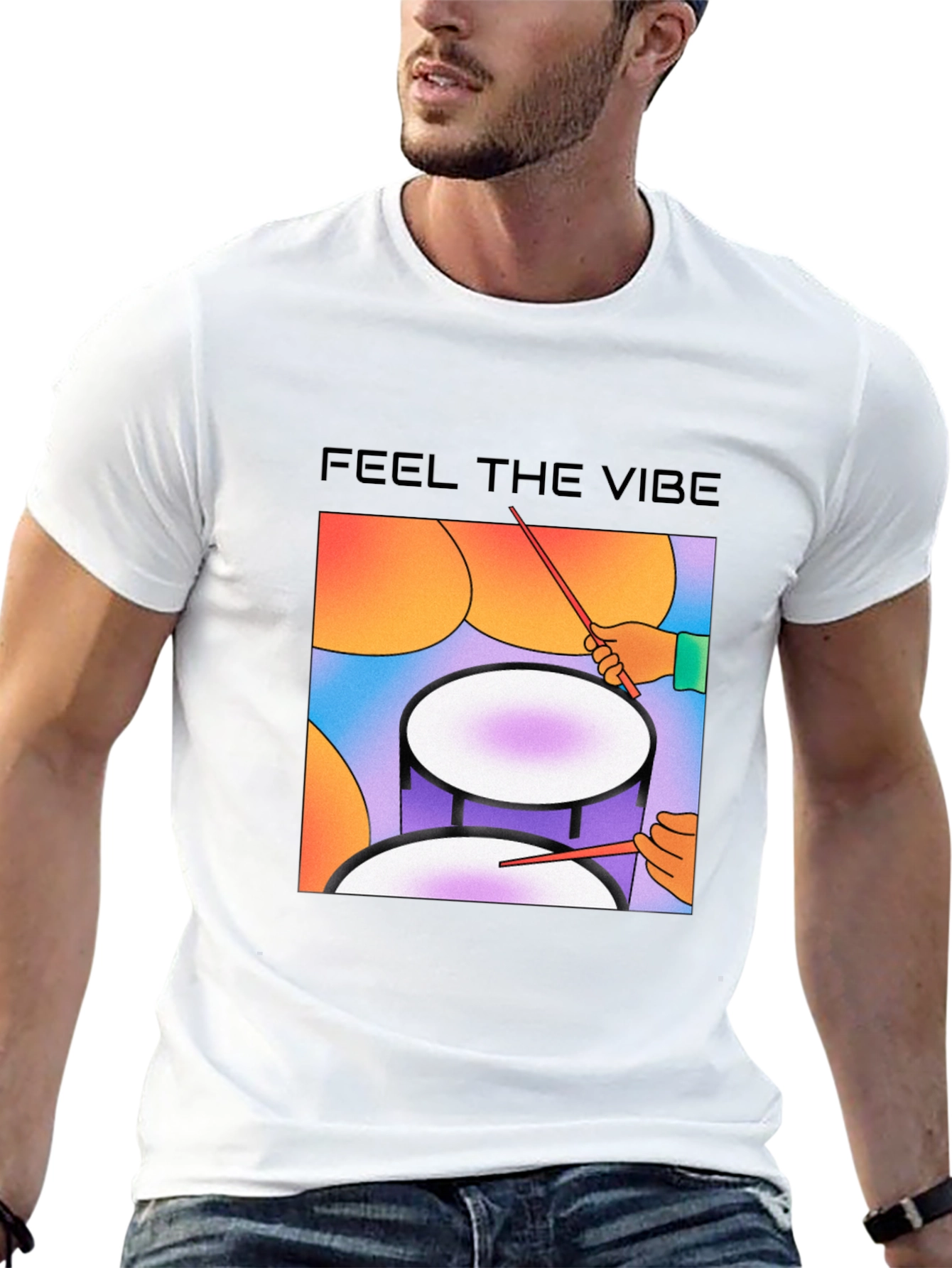 Feel The Vibe Graphic Tee - Drum Design