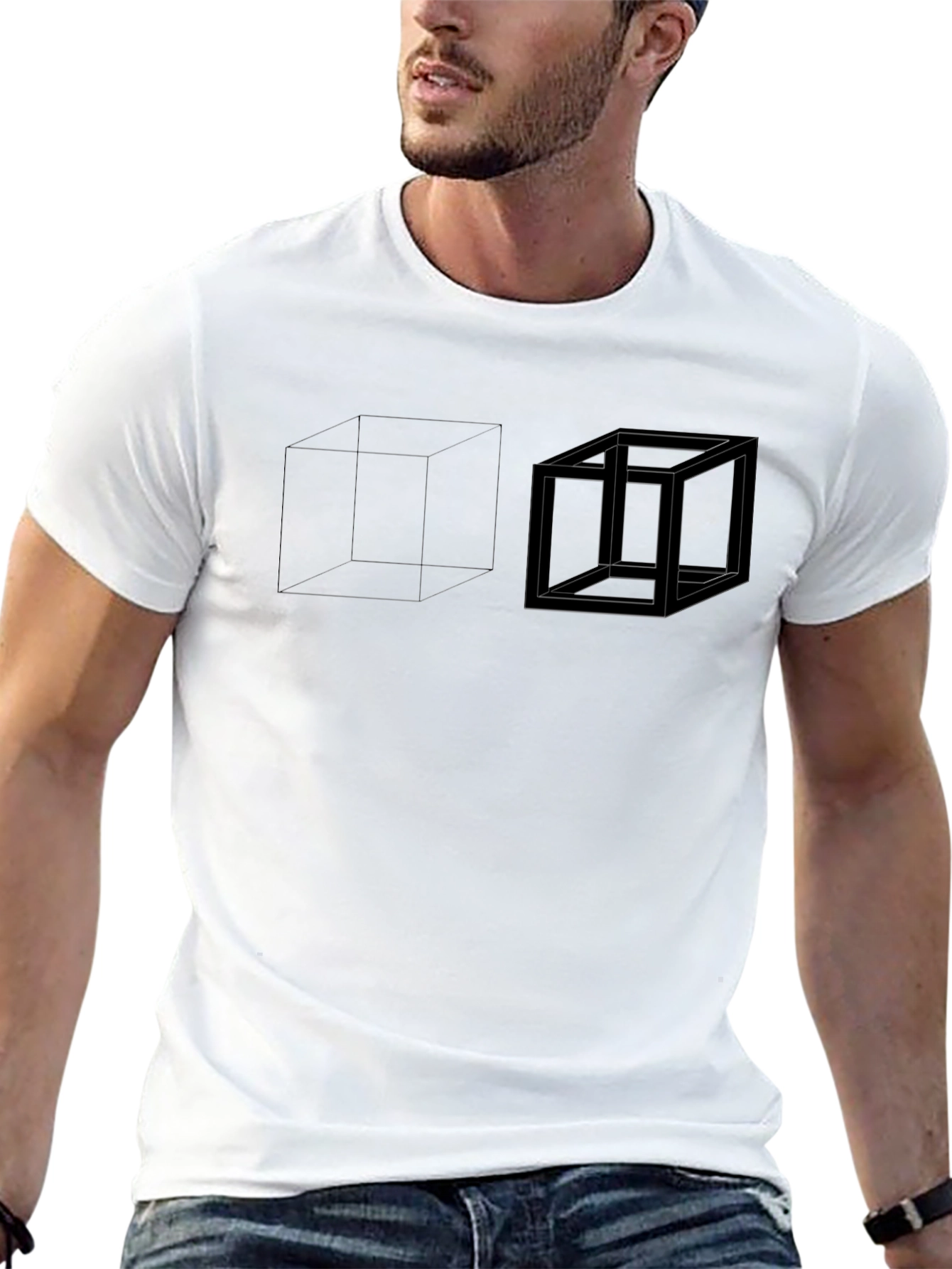 Impossible Cube Graphic Black T-Shirt