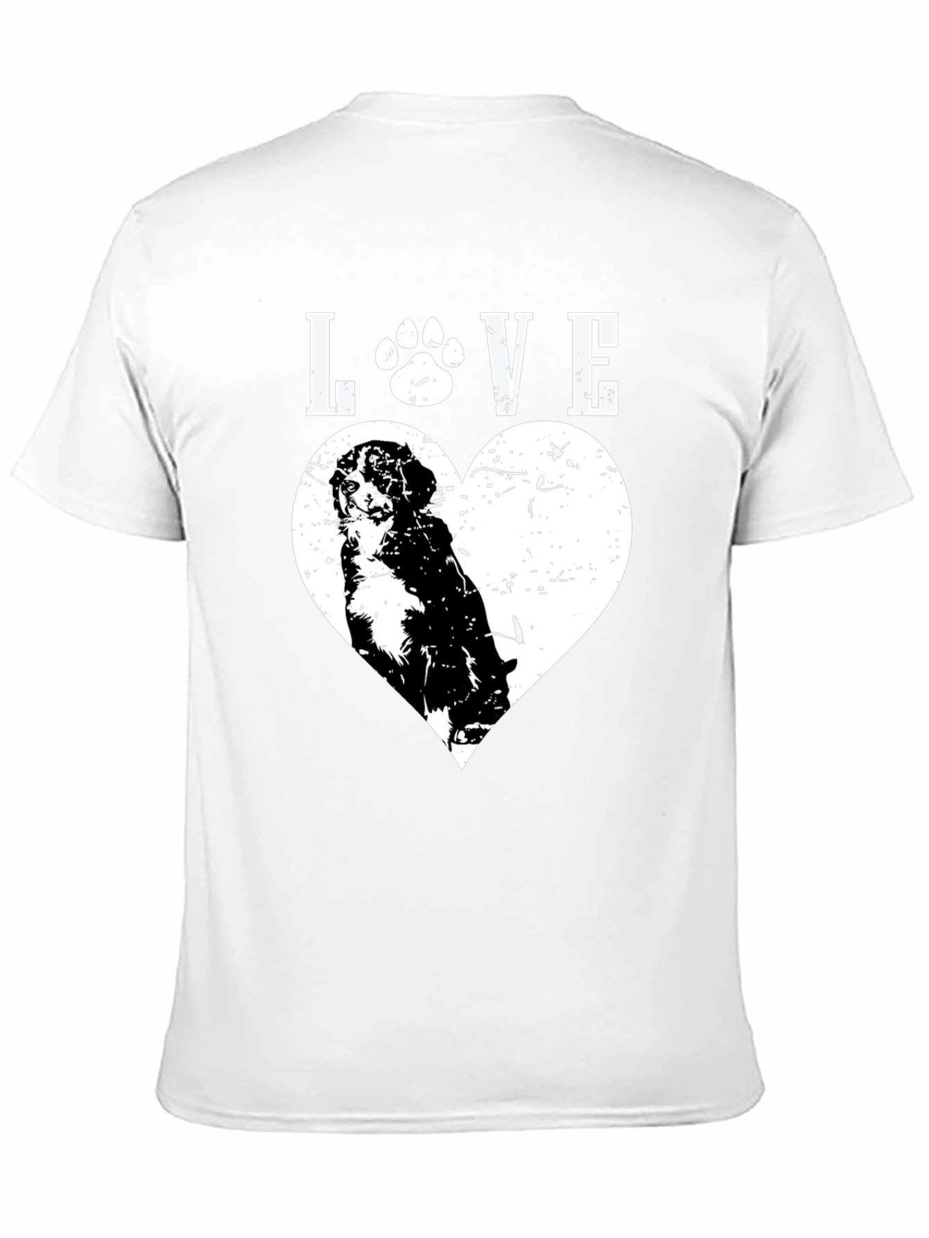 Dog Lover Black T-Shirt - Paw Print Heart Design