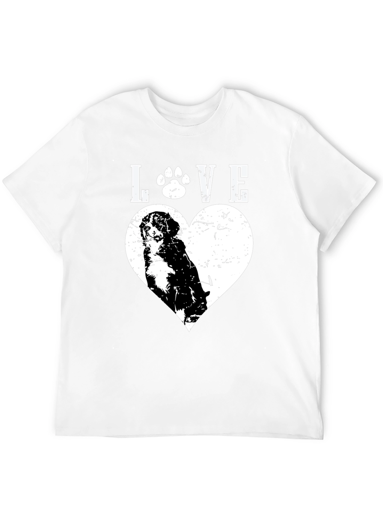 Dog Lover Black T-Shirt - Paw Print Heart Design