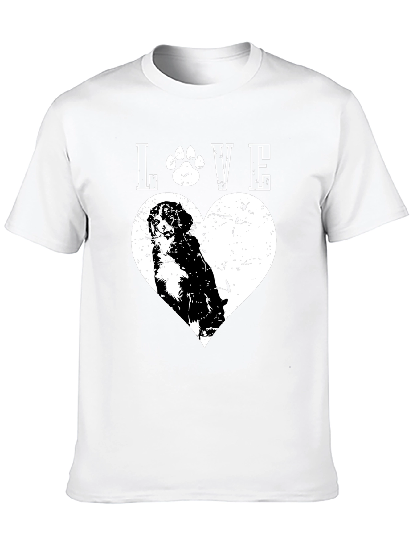 Dog Lover Black T-Shirt - Paw Print Heart Design