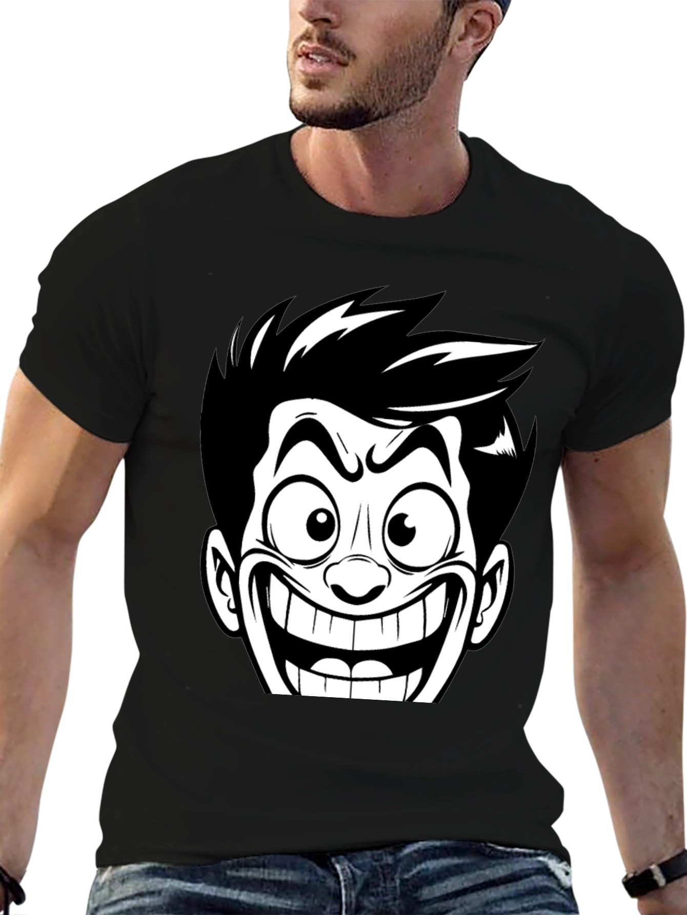 Cartoon Grin Black T-Shirt
