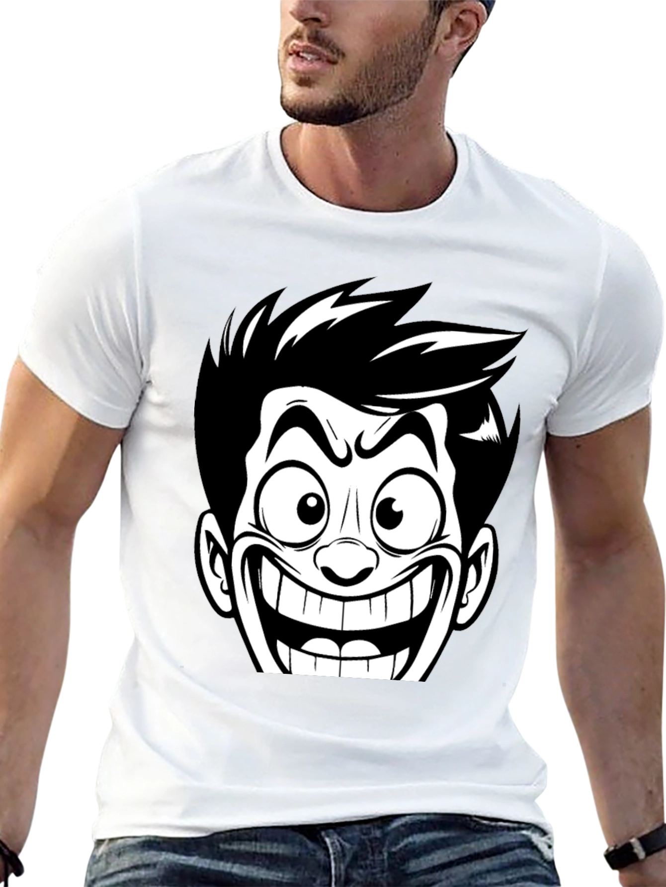 Cartoon Grin Black T-Shirt