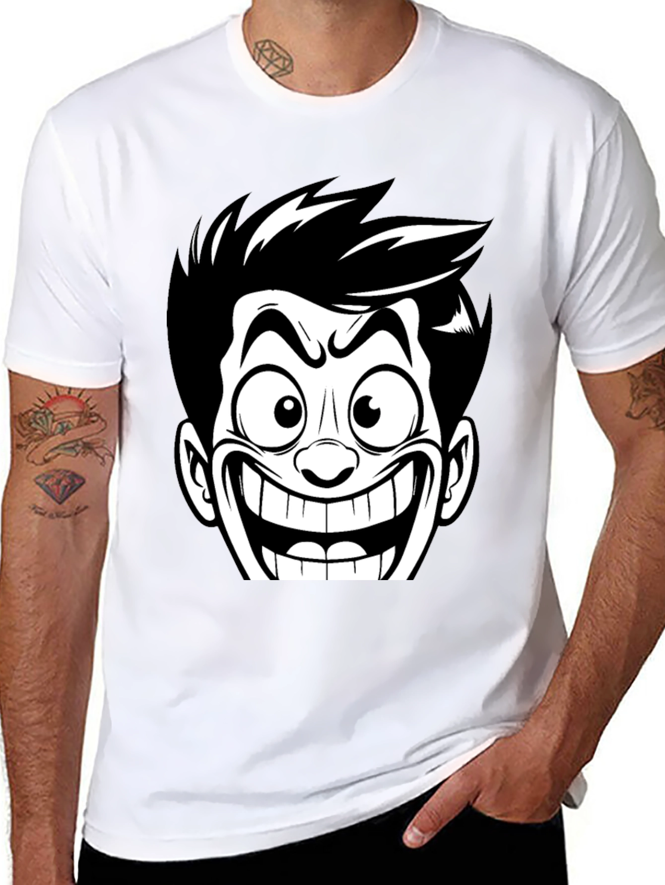 Cartoon Grin Black T-Shirt