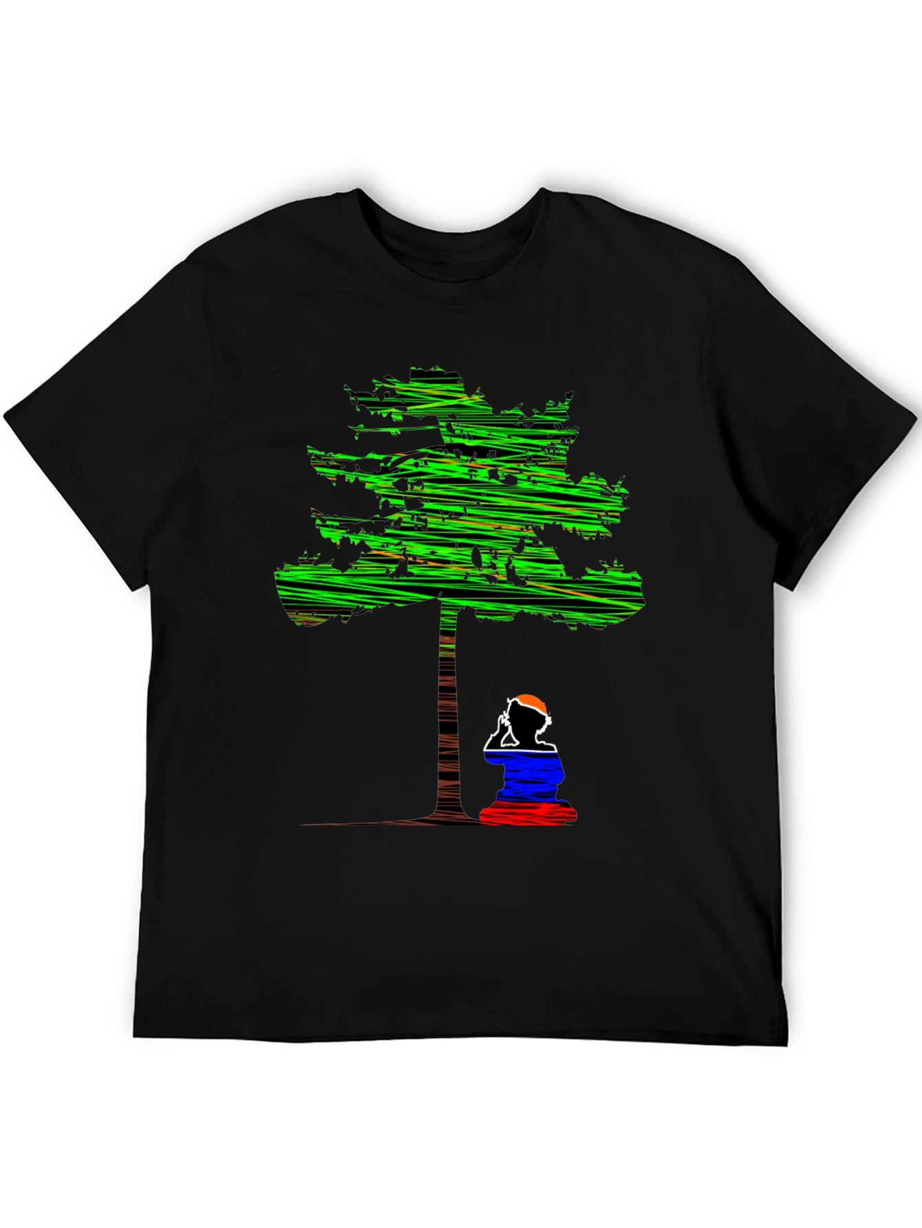 Abstract Tree Graphic Tee - Relaxed Fit Black T-Shirt