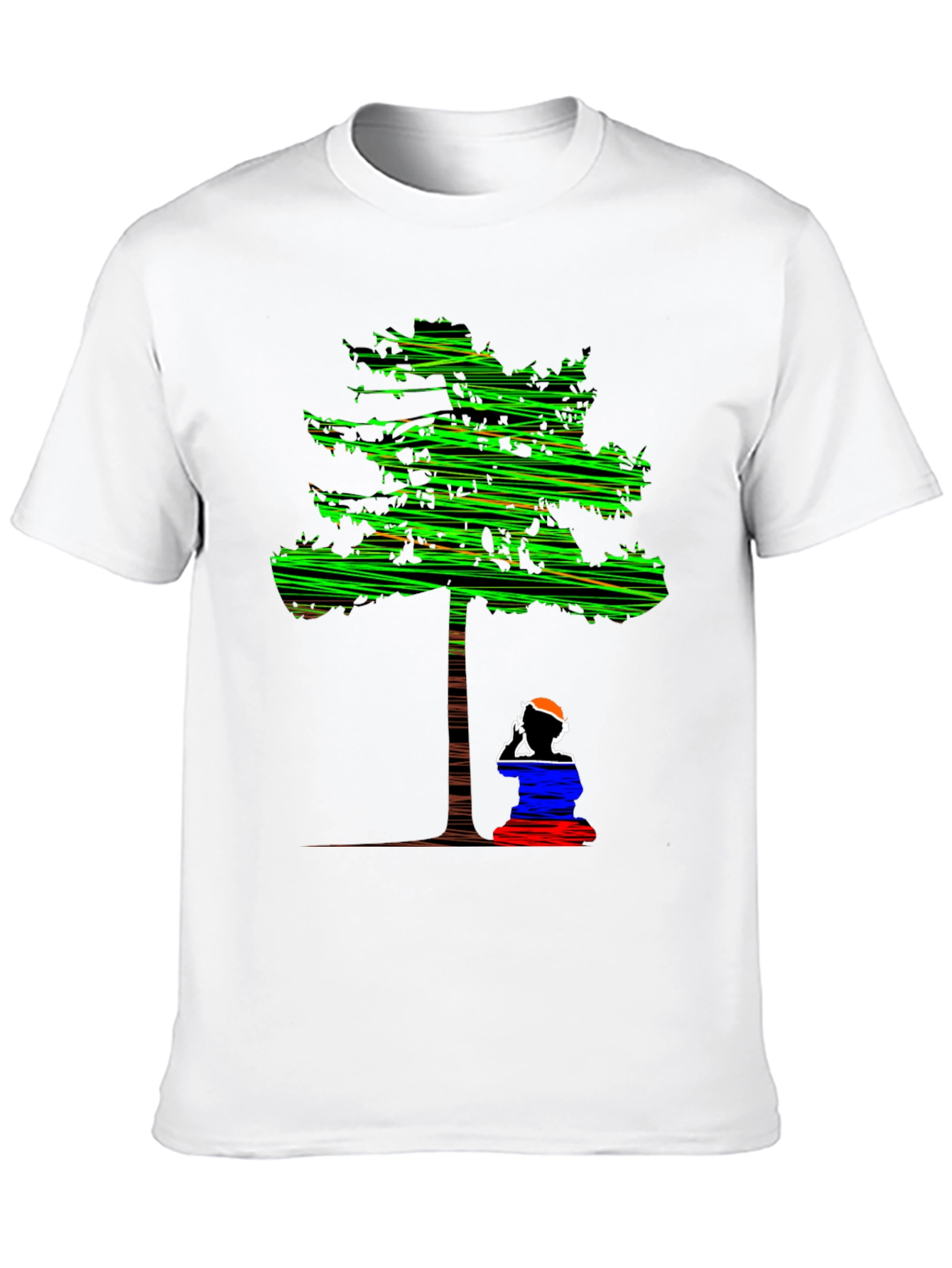 Abstract Tree Graphic Tee - Relaxed Fit Black T-Shirt