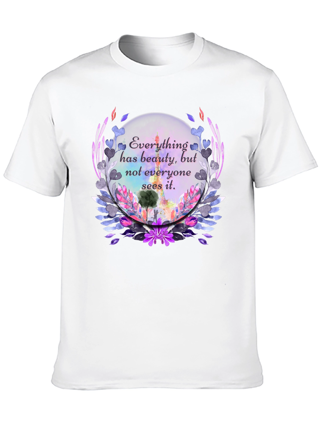 Beauty Quote Floral Graphic Black T-Shirt