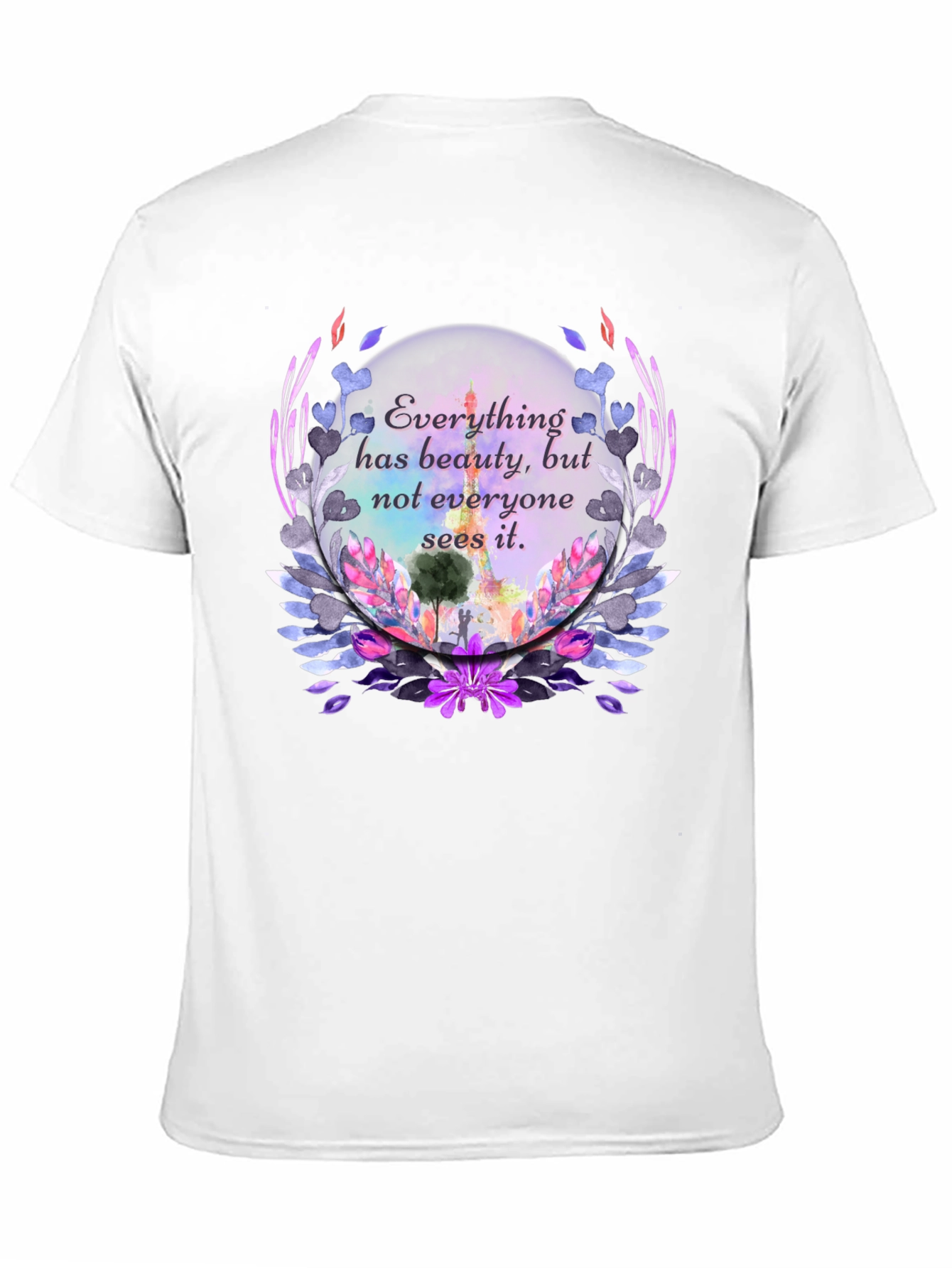 Beauty Quote Floral Graphic Black T-Shirt