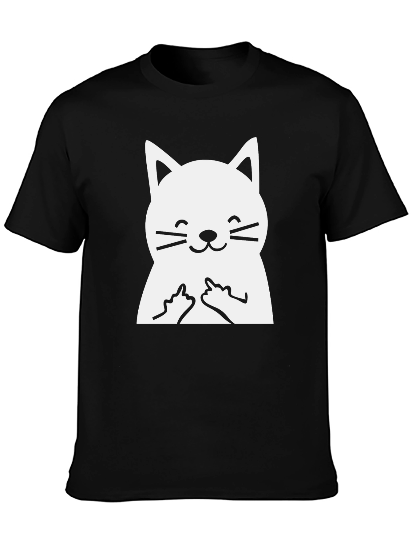 Funny Cat Middle Finger Graphic T-Shirt