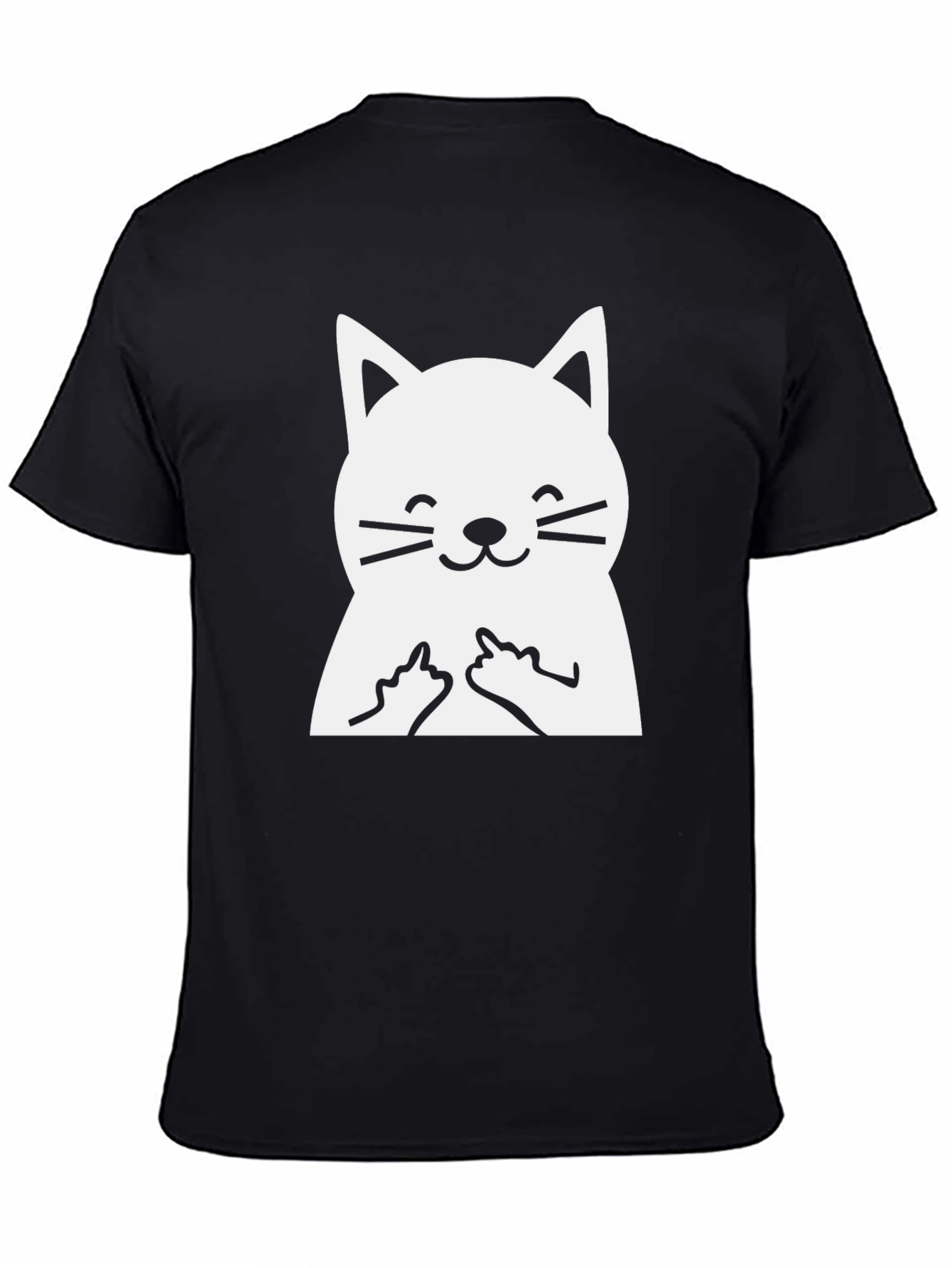 Funny Cat Middle Finger Graphic T-Shirt