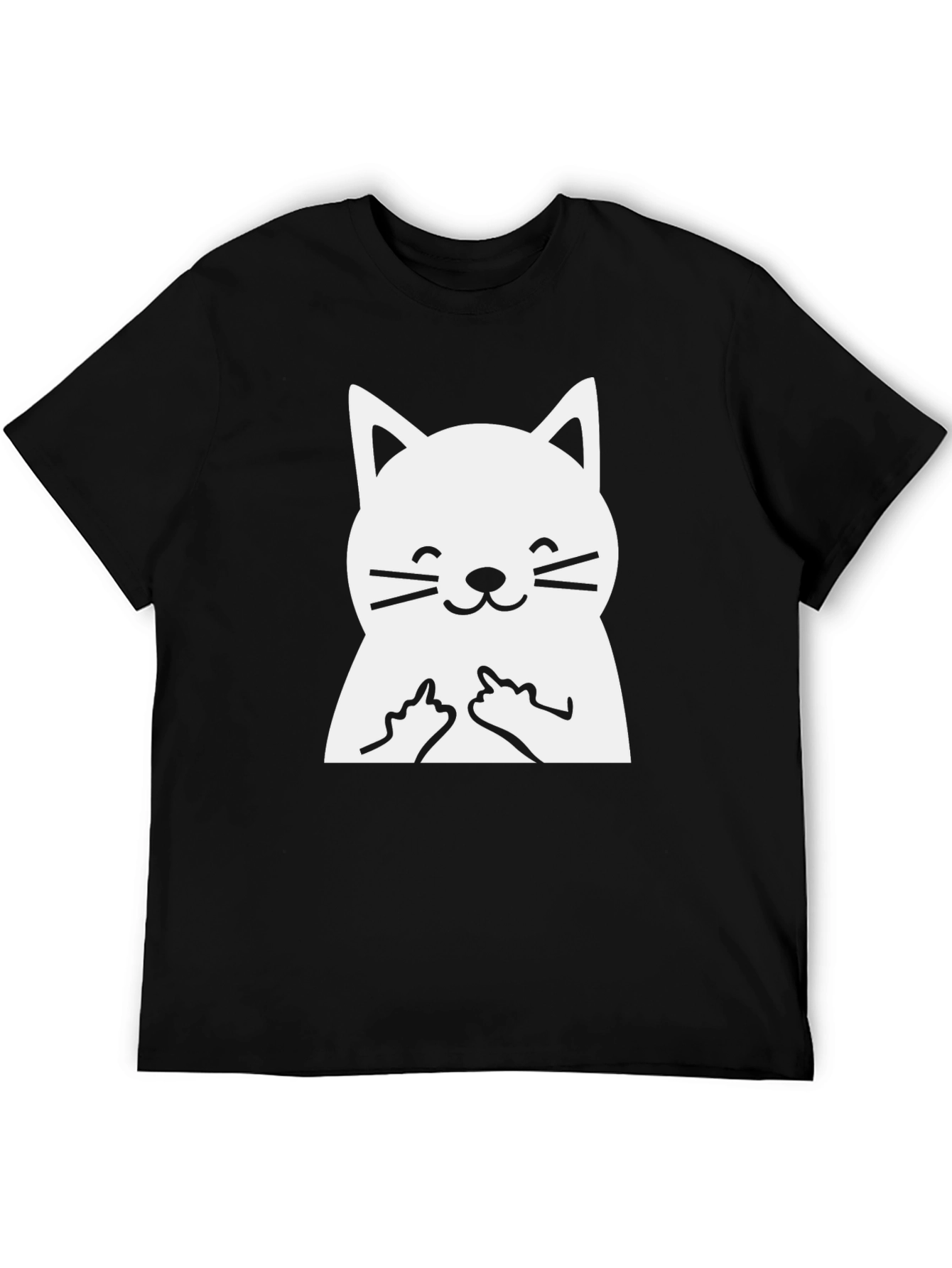 Funny Cat Middle Finger Graphic T-Shirt