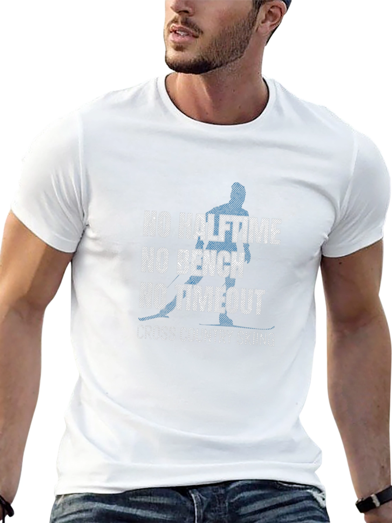 No Halftime Skiing Black Graphic Tee Shirt