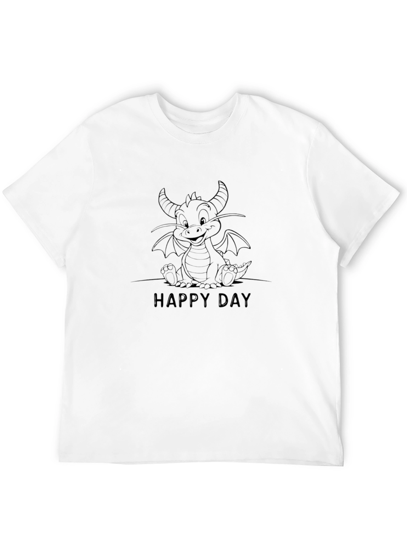 Happy Day Dragon Graphic Black T-Shirt