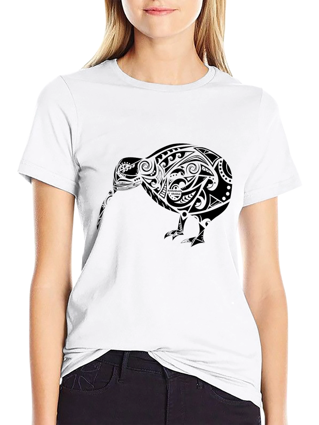 Tribal Kiwi Bird Black T-Shirt
