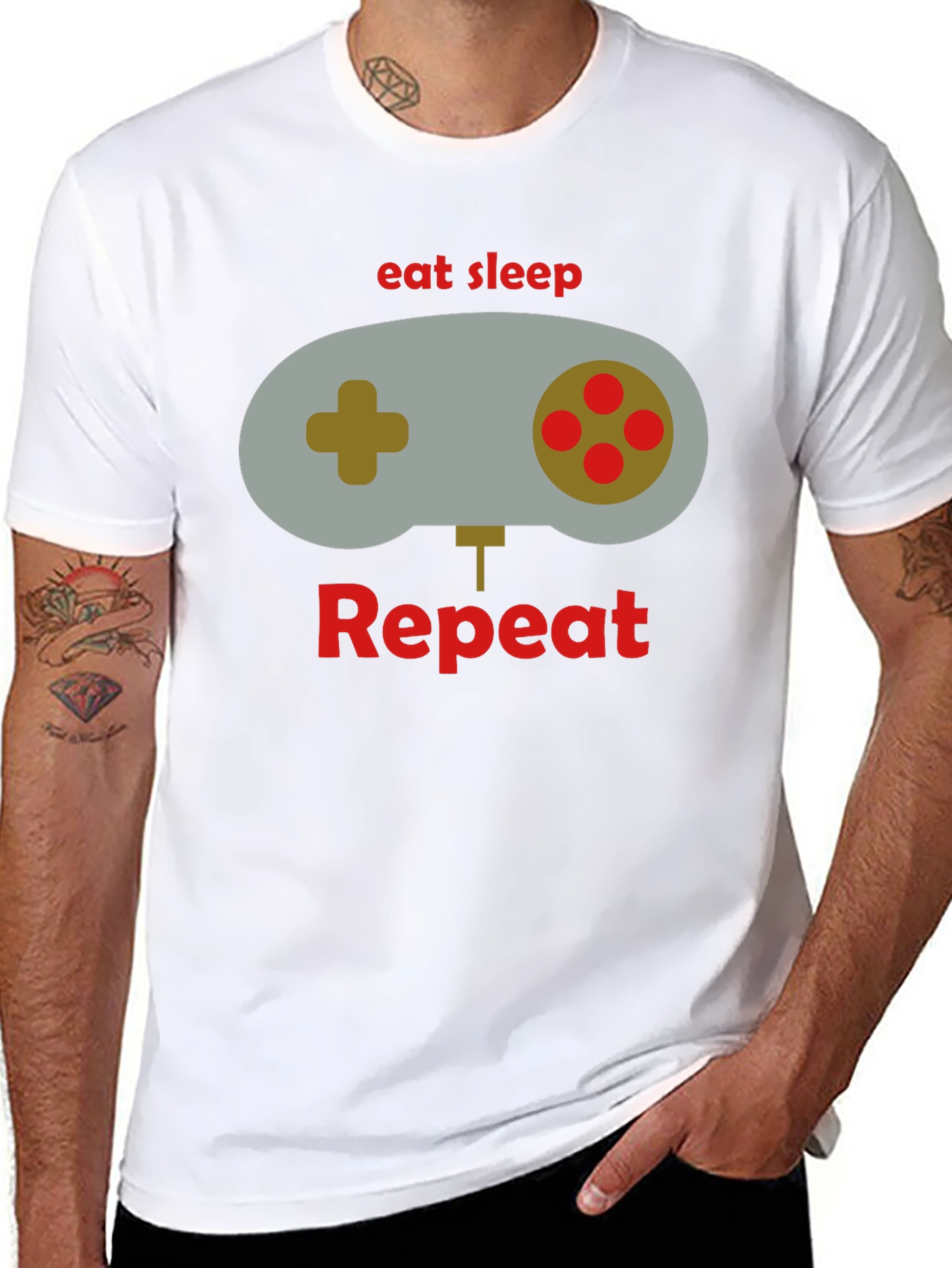 Eat Sleep Game Repeat Black T-Shirt