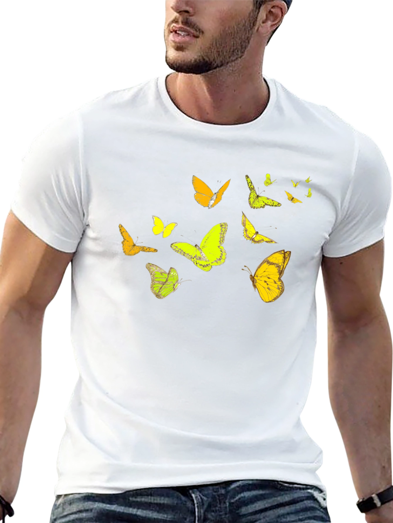 Butterfly Print Black Casual T-Shirt
