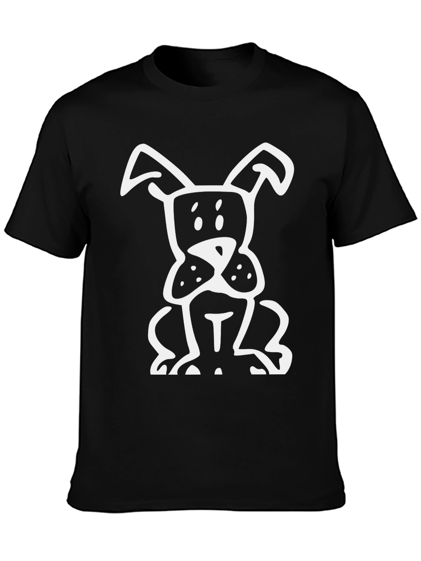 Dog Cartoon Graphic Tee - Black