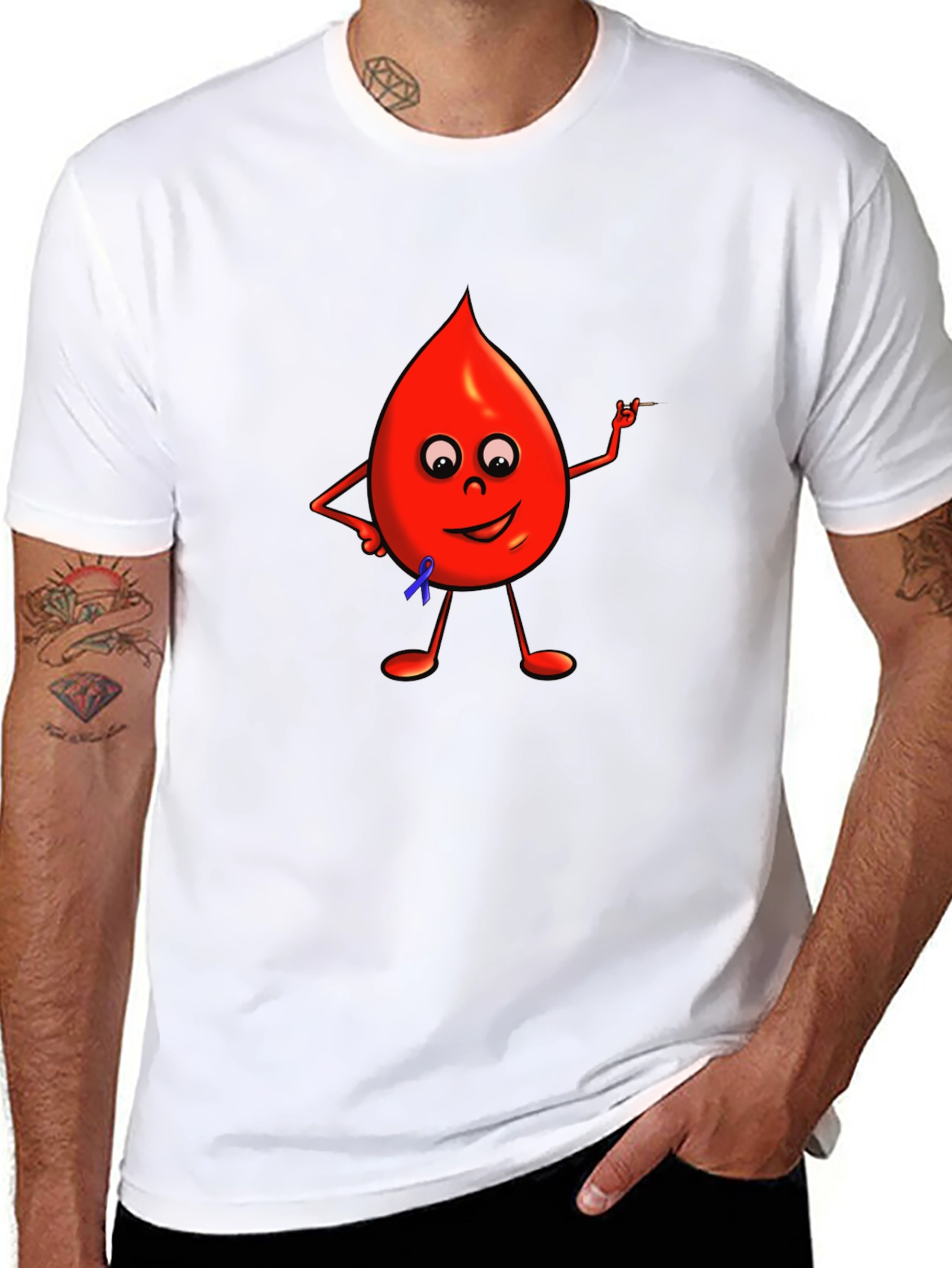 Cartoon Blood Drop Black T-Shirt