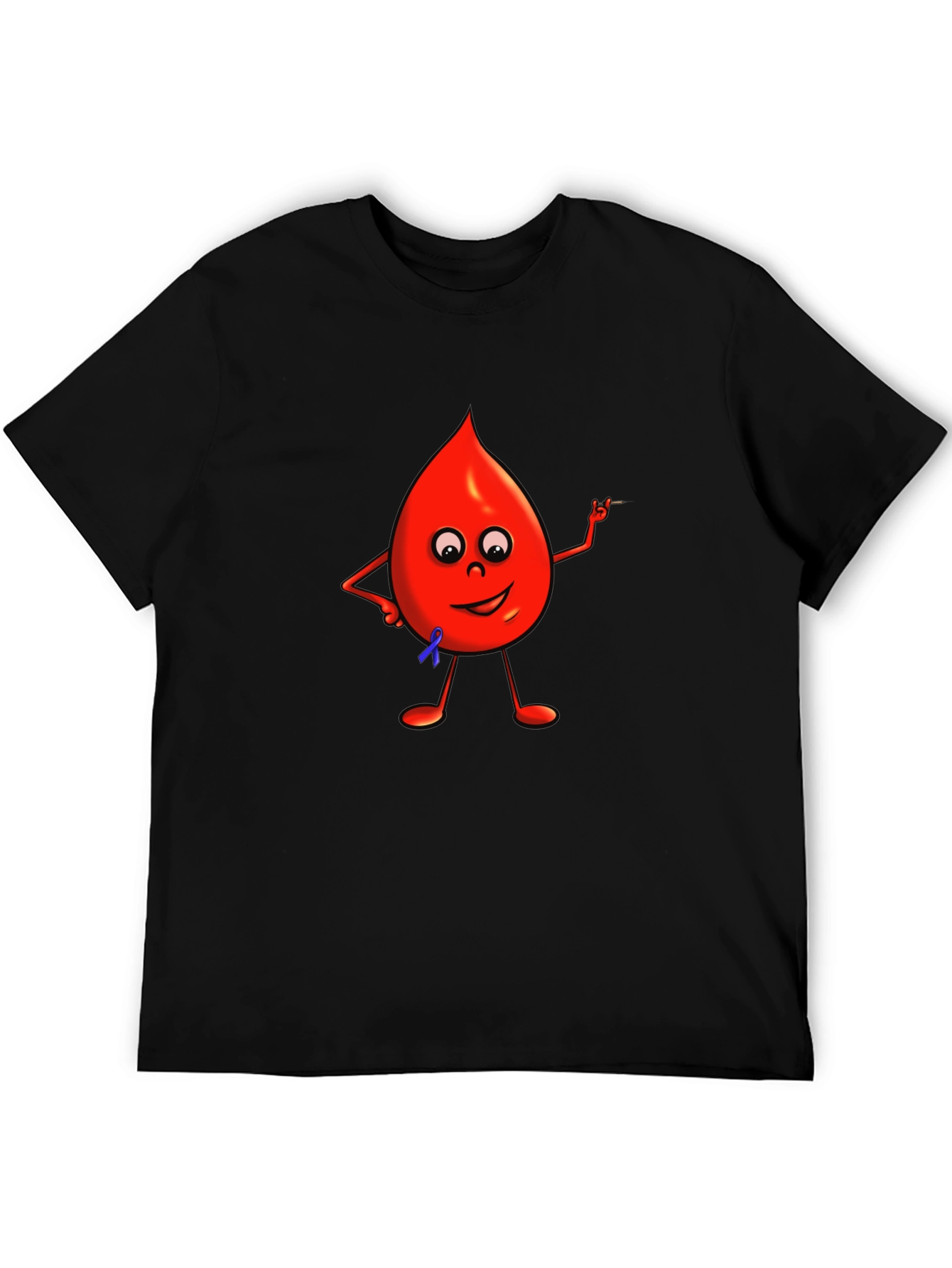 Cartoon Blood Drop Black T-Shirt