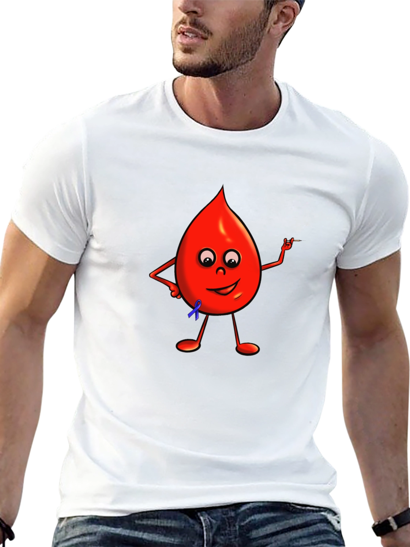 Cartoon Blood Drop Black T-Shirt