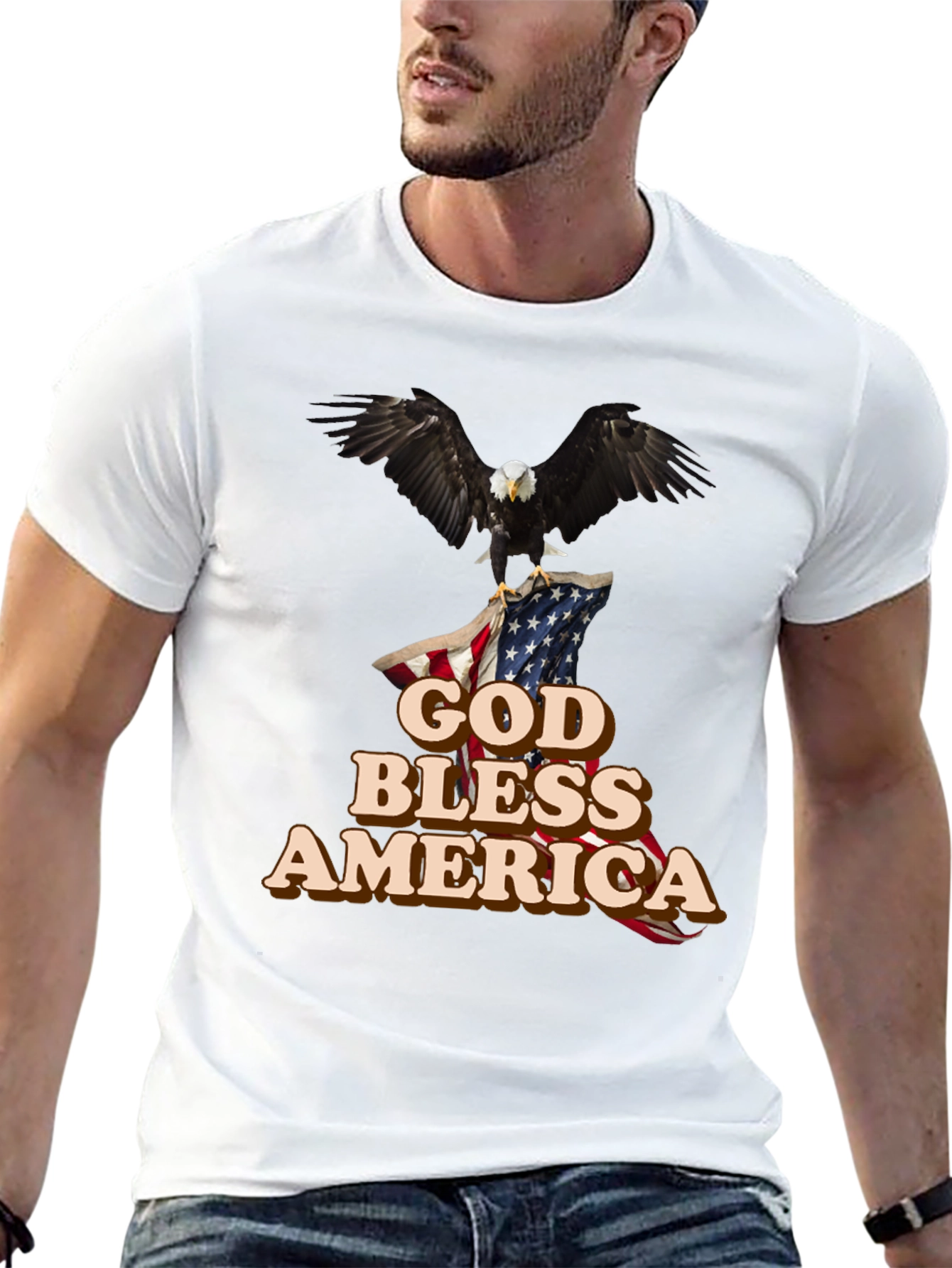 God Bless America T-Shirt Patriotic Eagle Design