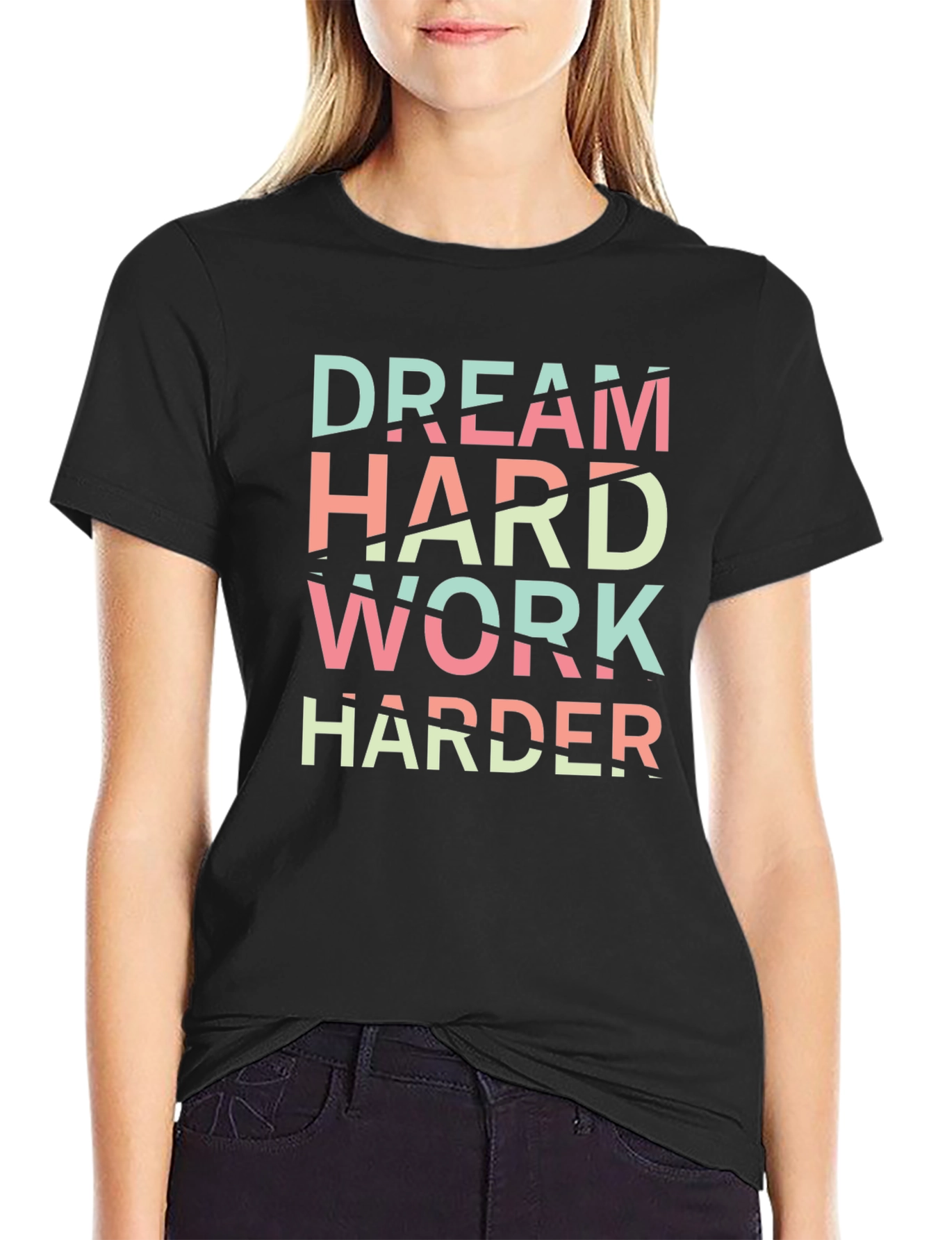 Dream Hard Work Harder Black Graphic Tee