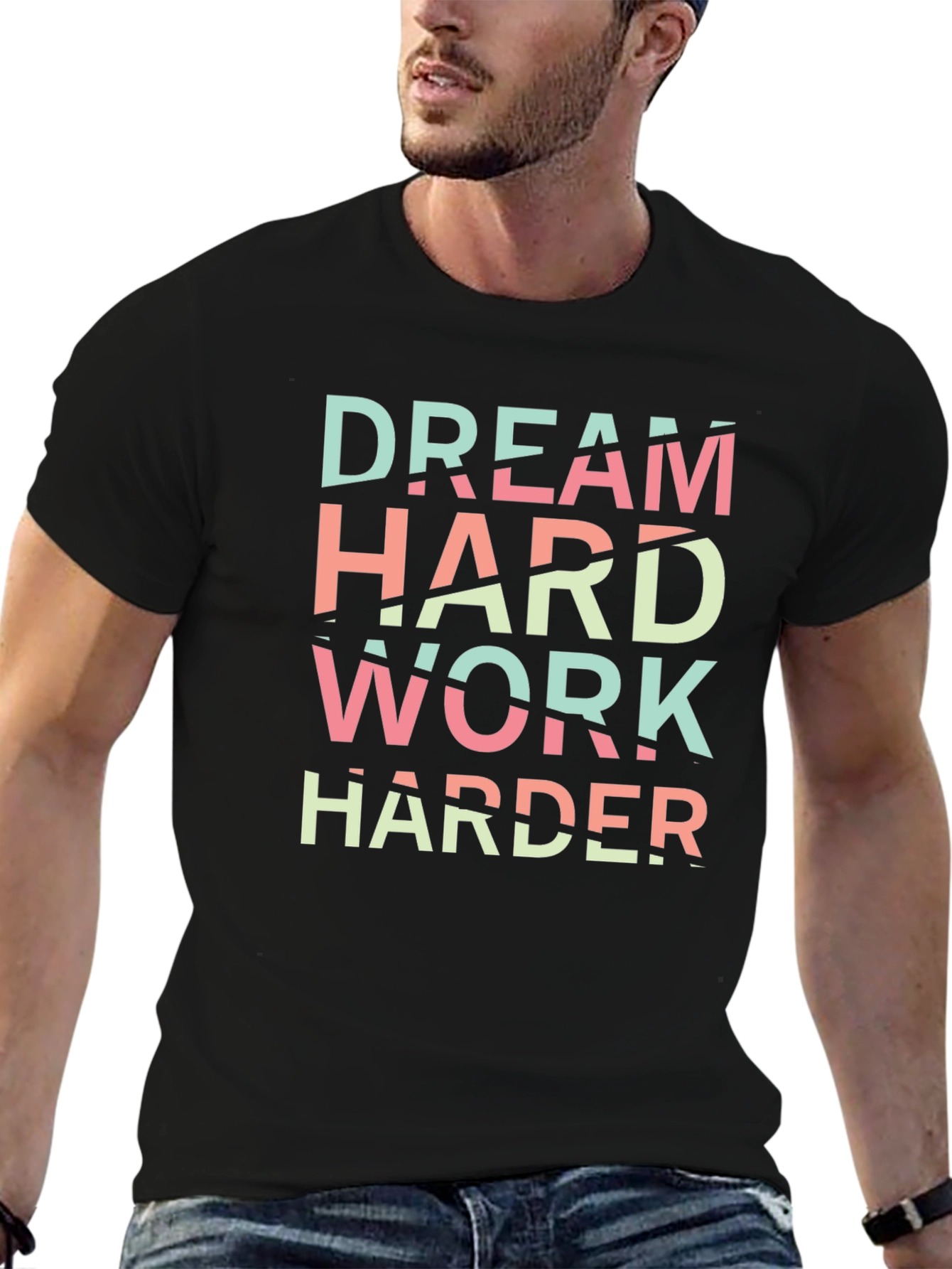 Dream Hard Work Harder Black Graphic Tee