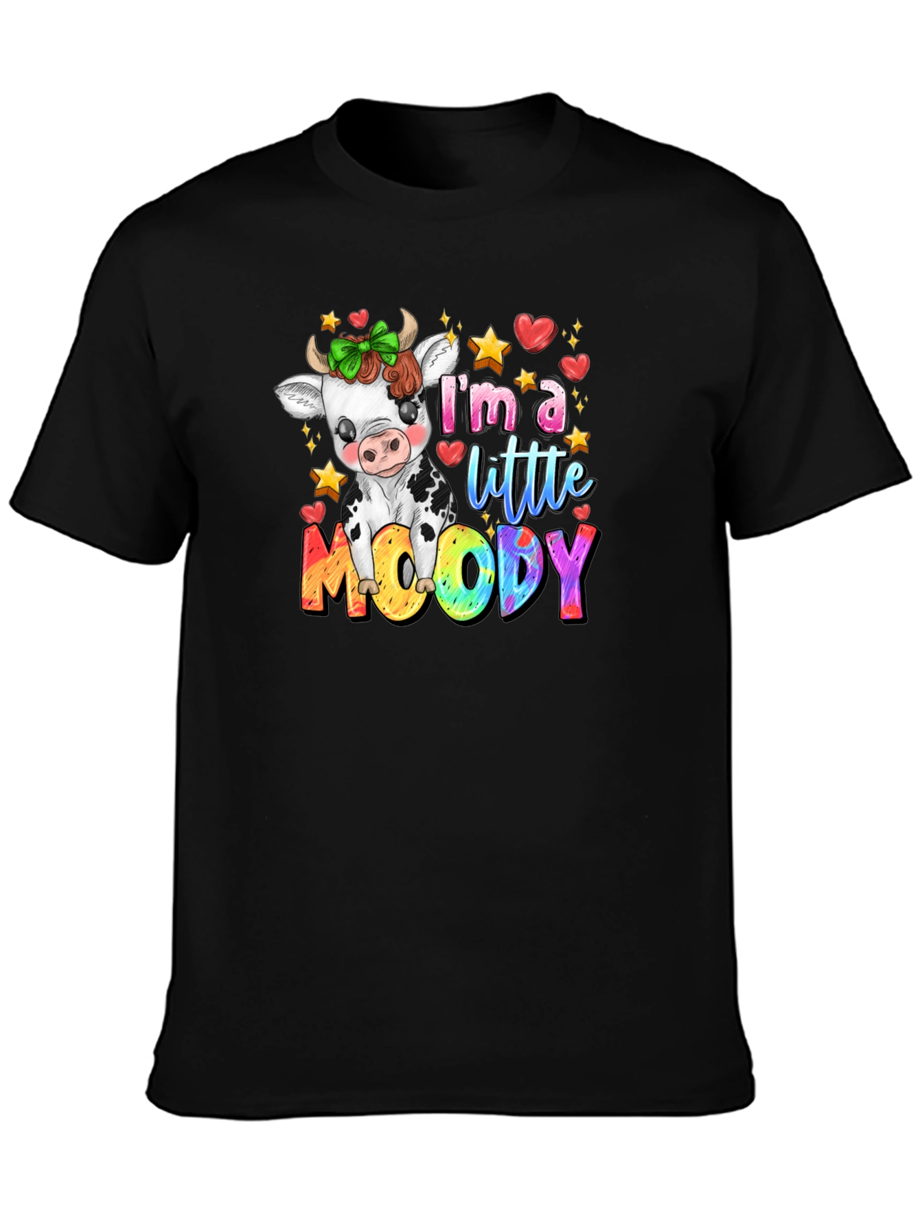 Moody Cow Graphic T-Shirt - Cute Cartoon Tee