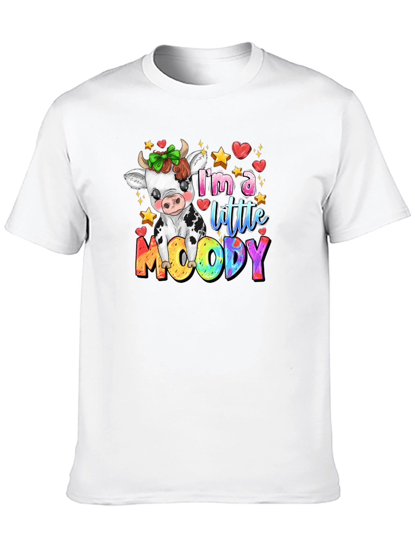 Moody Cow Graphic T-Shirt - Cute Cartoon Tee