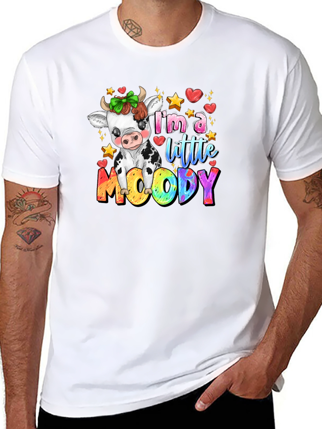 Moody Cow Graphic T-Shirt - Cute Cartoon Tee