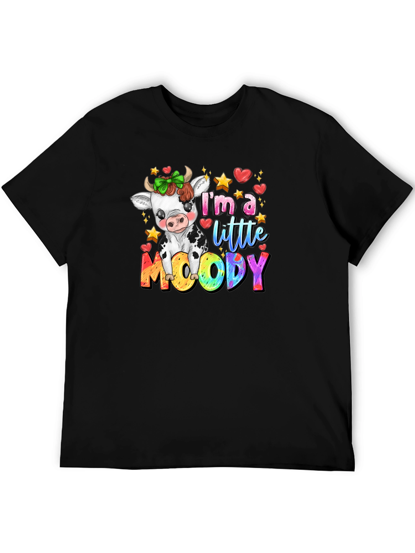 Moody Cow Graphic T-Shirt - Cute Cartoon Tee