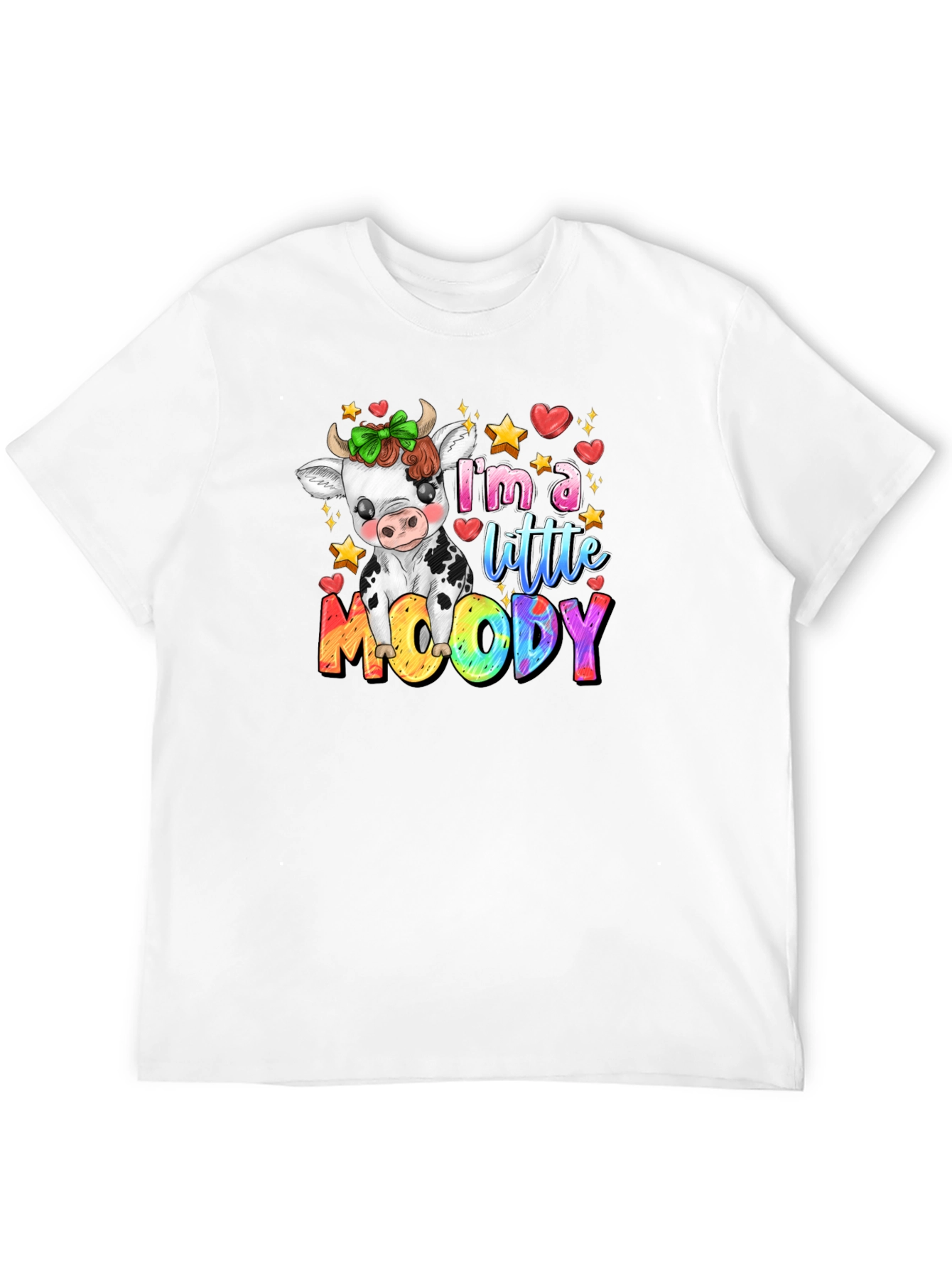 Moody Cow Graphic T-Shirt - Cute Cartoon Tee