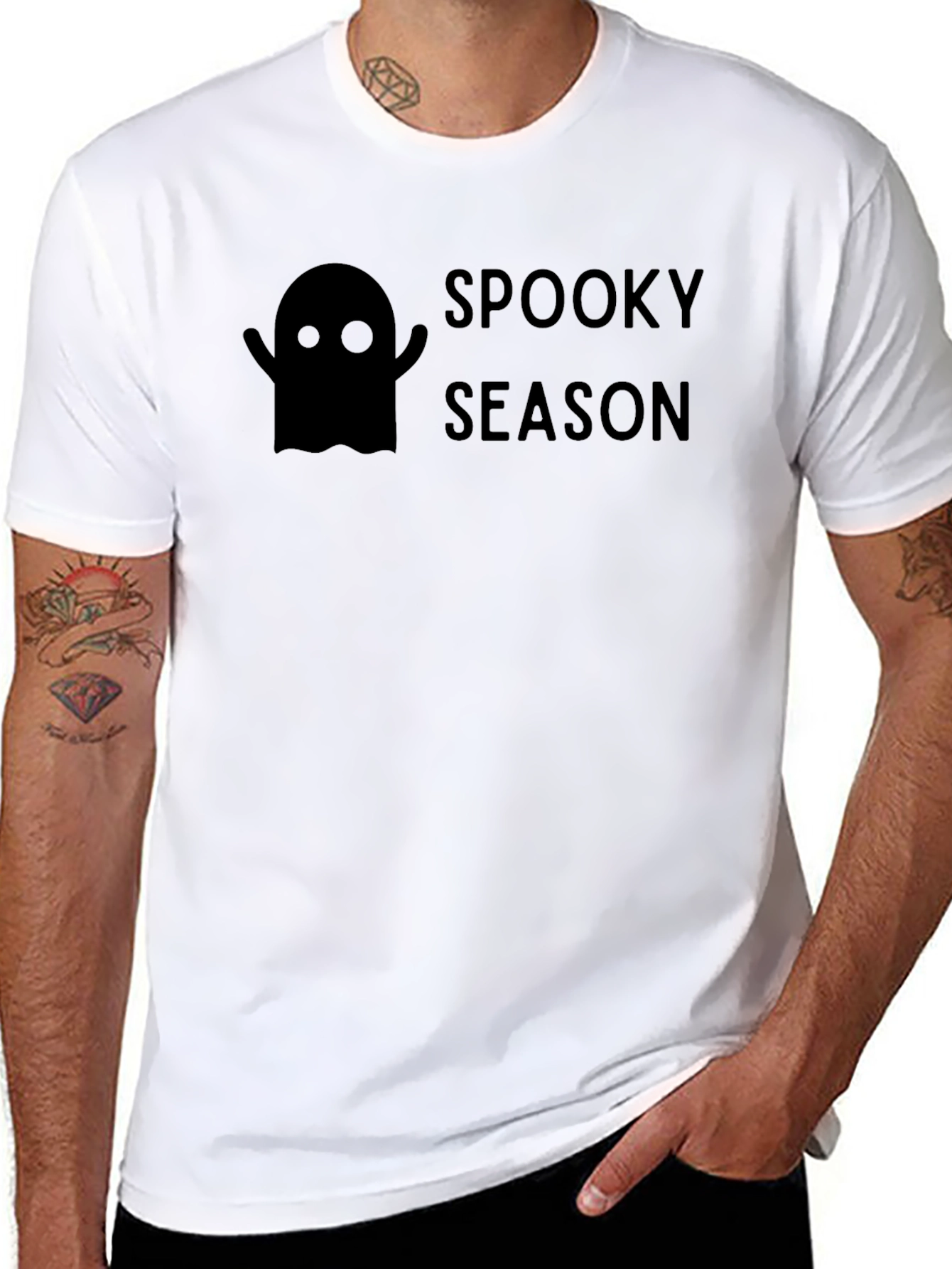 Spooky Season Black T-Shirt - Halloween Ghost Design
