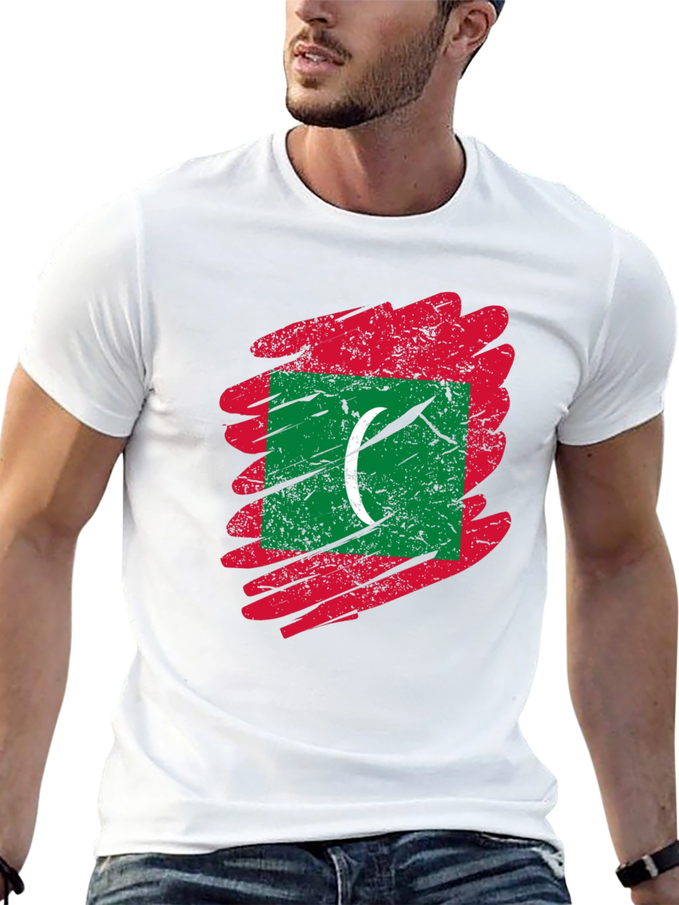 Maldives Flag T-Shirt - Distressed Design