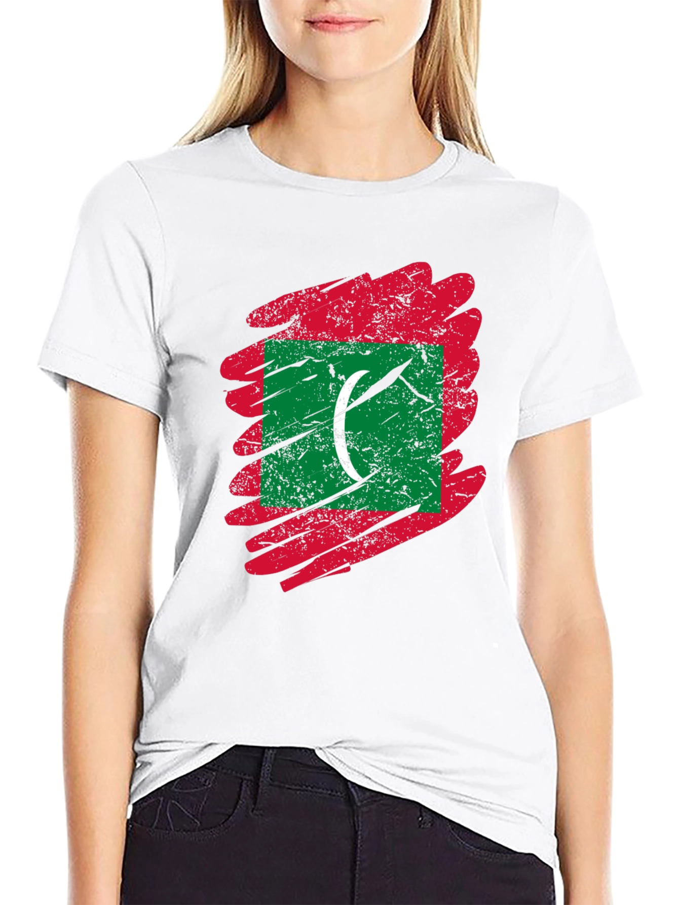 Maldives Flag T-Shirt - Distressed Design
