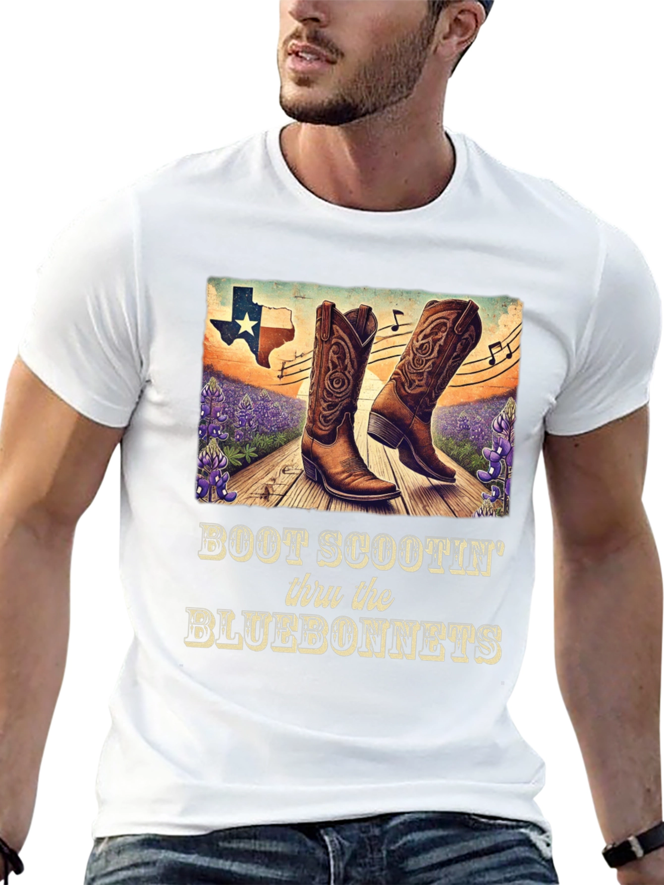 Boot Scootin Thru Bluebonnets Graphic Tee