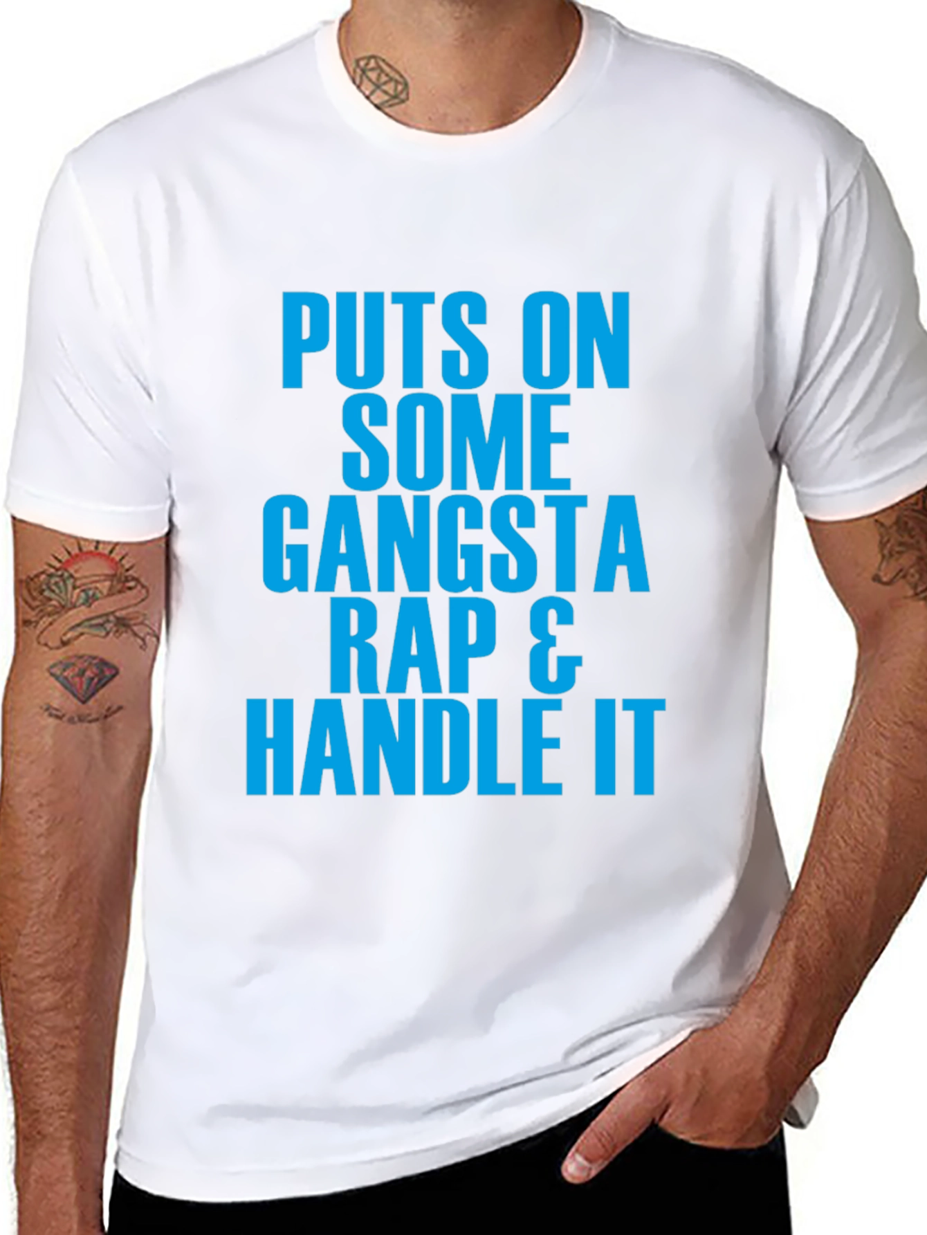 Gangsta Rap Graphic Tee - Handle It Black T-Shirt