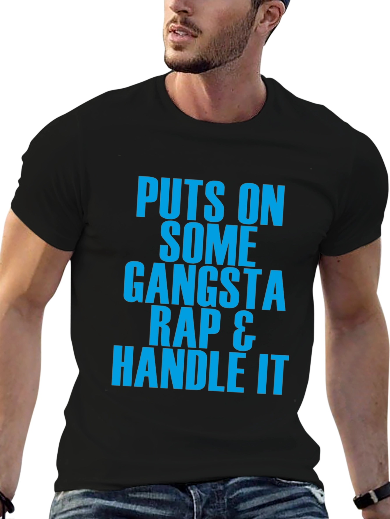 Gangsta Rap Graphic Tee - Handle It Black T-Shirt