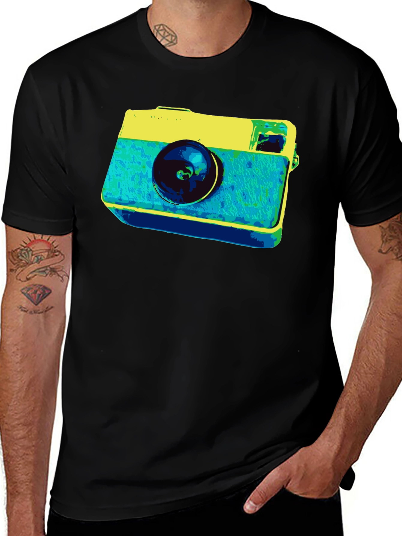 Retro Camera Graphic Tee - Black