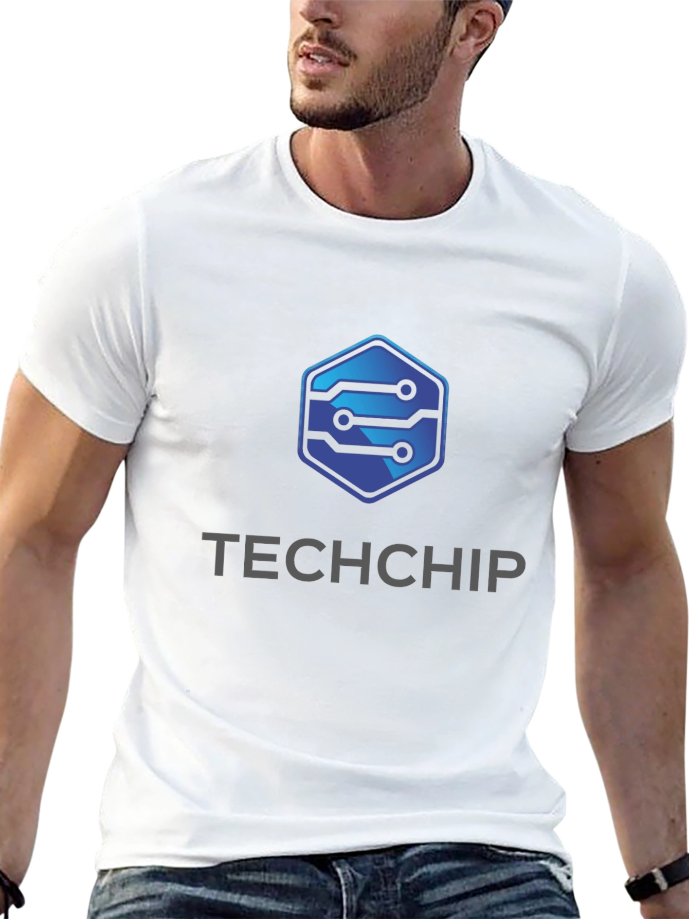 TechChip Black T-Shirt: Modern Circuit Design