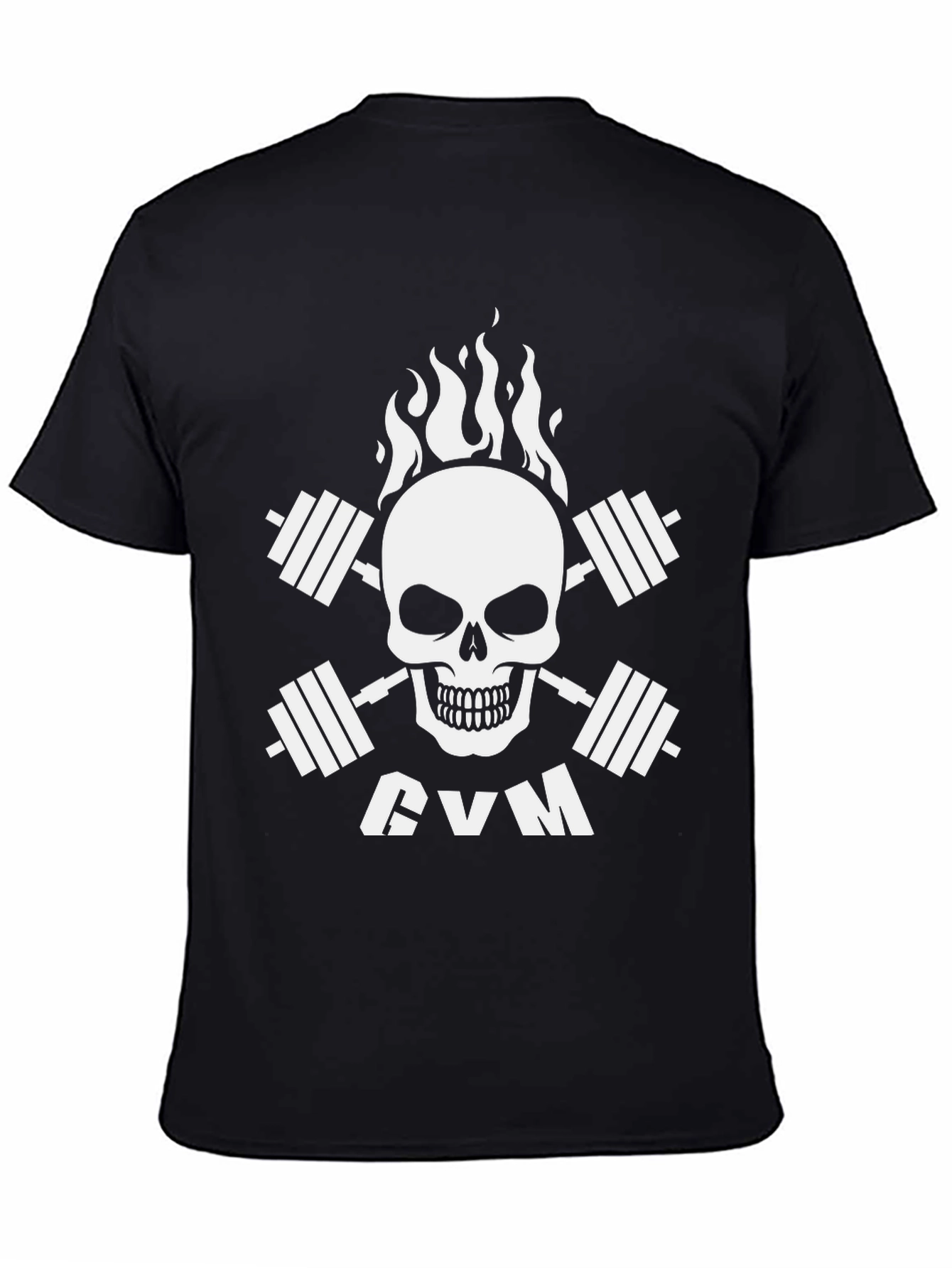 Gym Skull T-Shirt - Black Cotton Fitness Tee