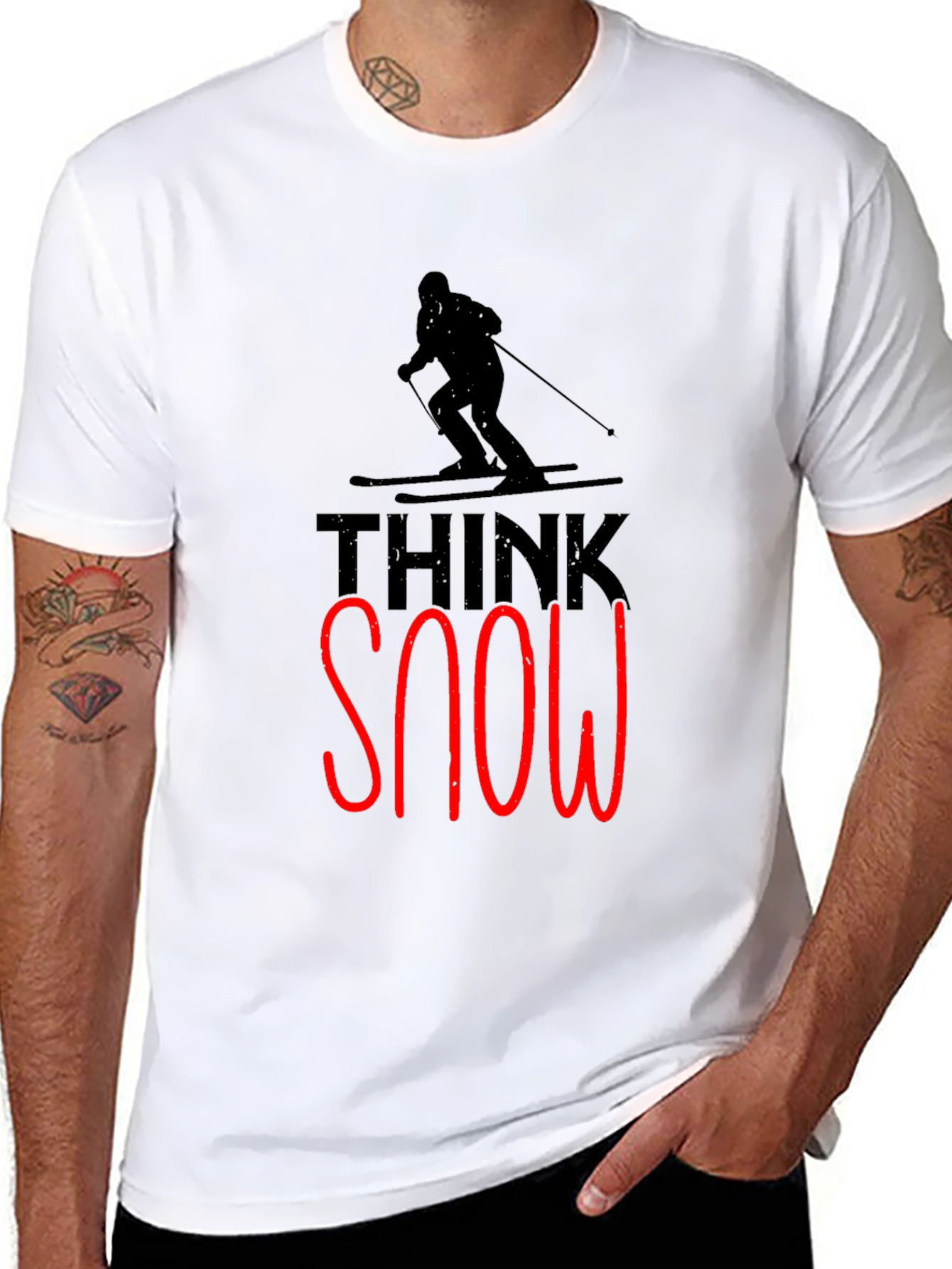 Think Snow Graphic Tee | Skier Silhouette T-Shirt
